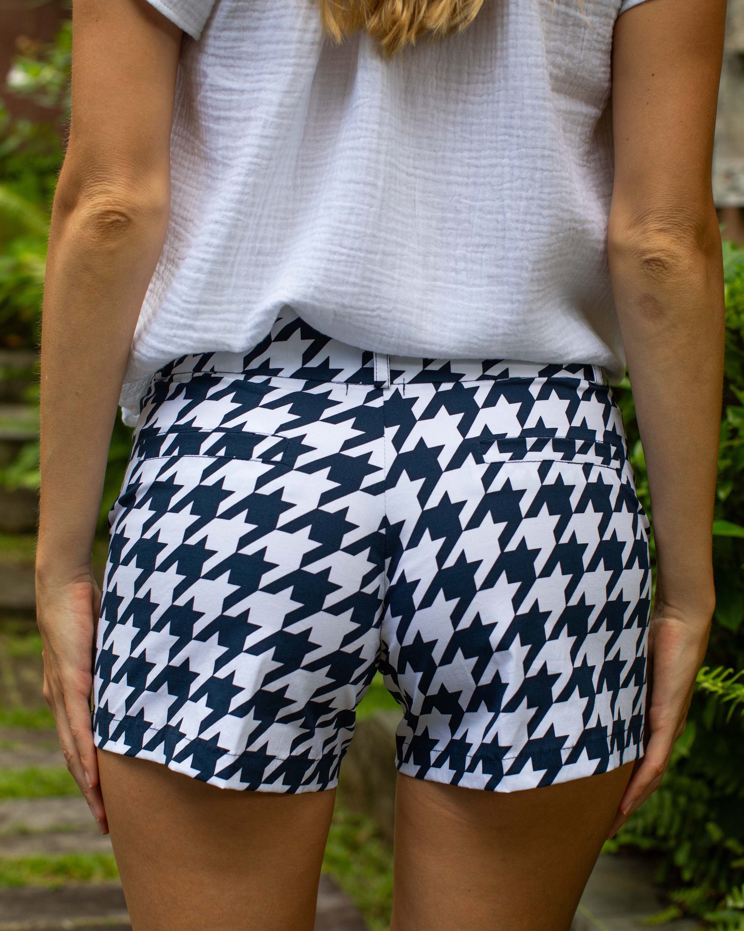 Alice Shorts - Navy Houndstooth