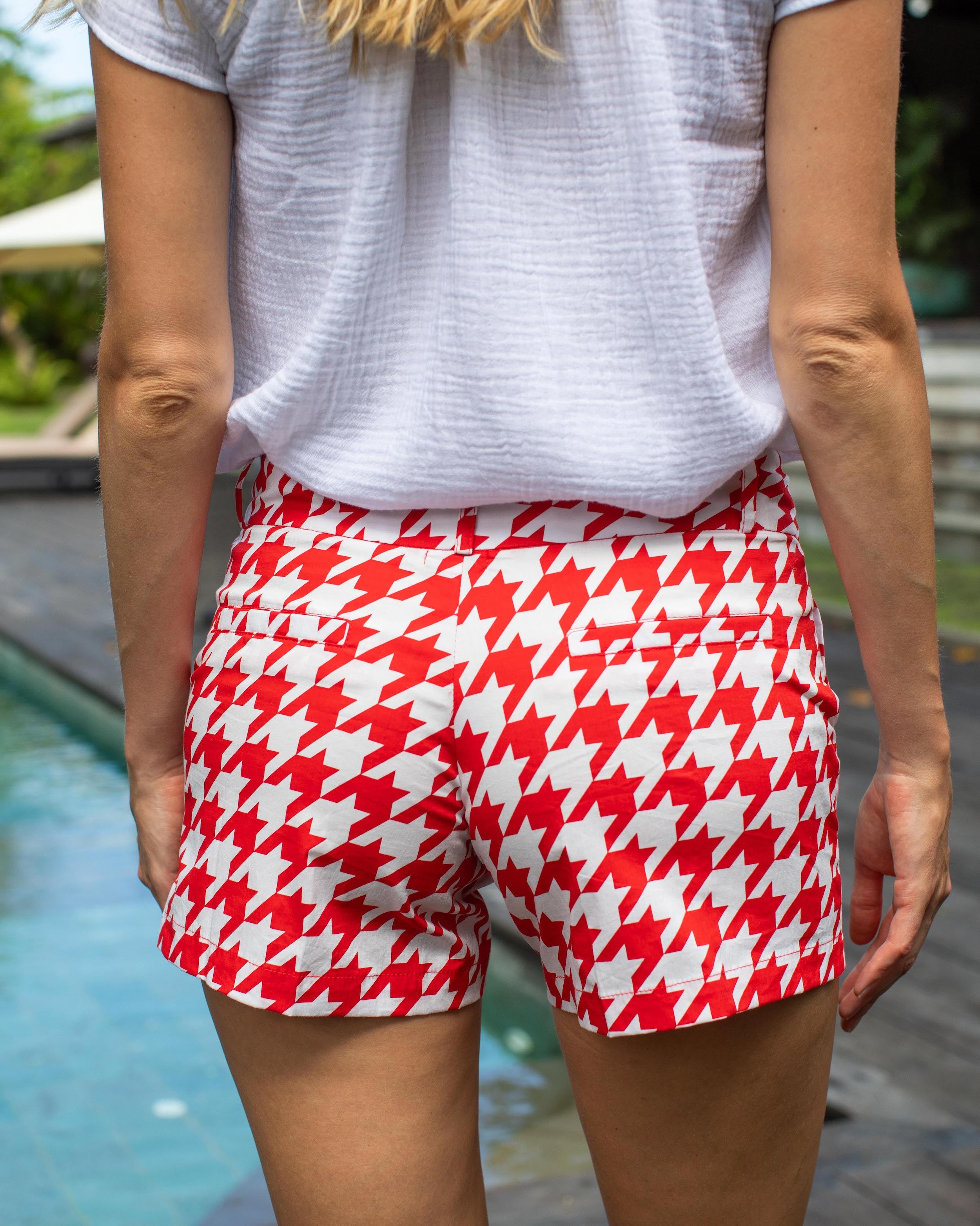 Alice Shorts - Red Houndstooth