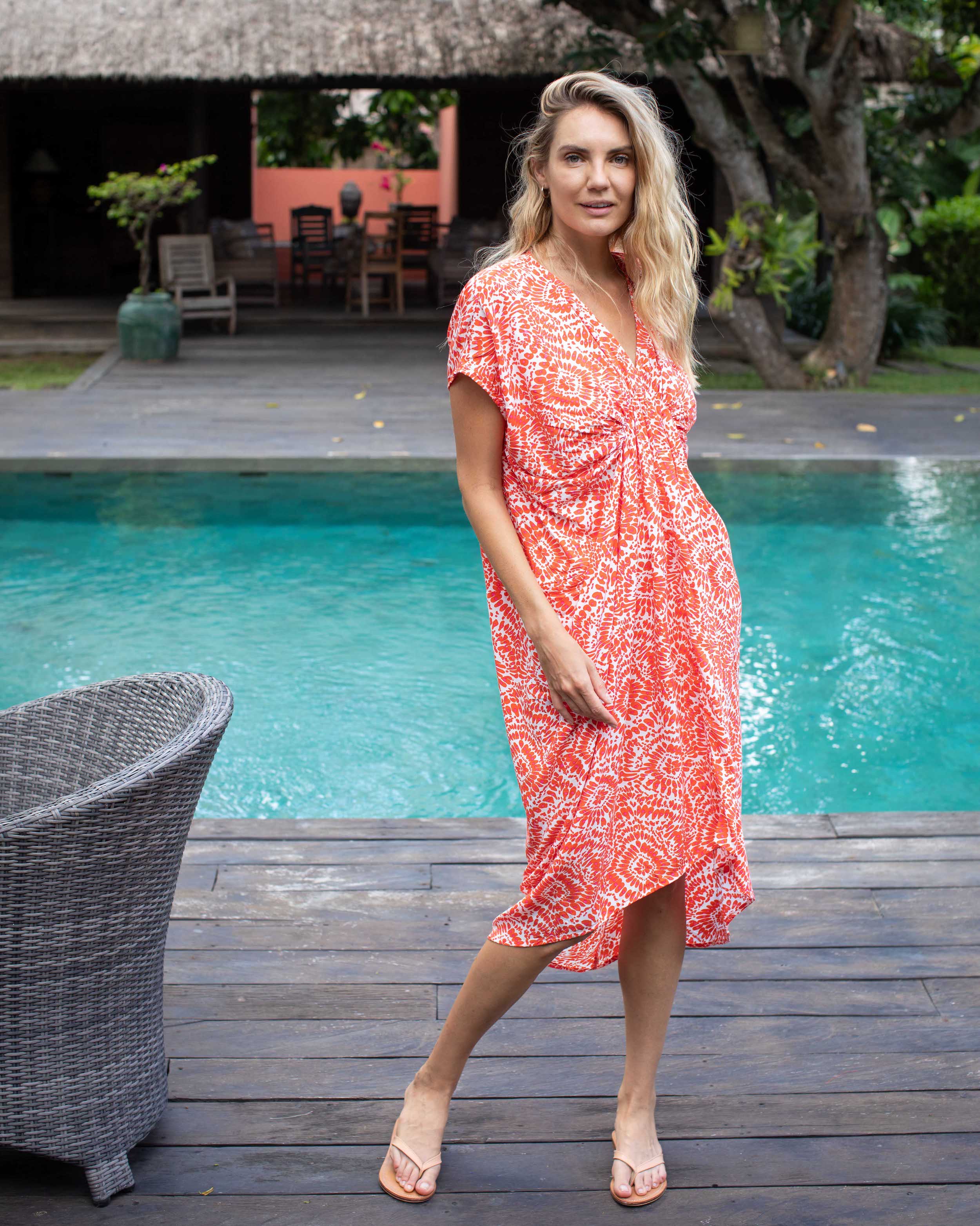 Thea Dress - Orange Flower Burst