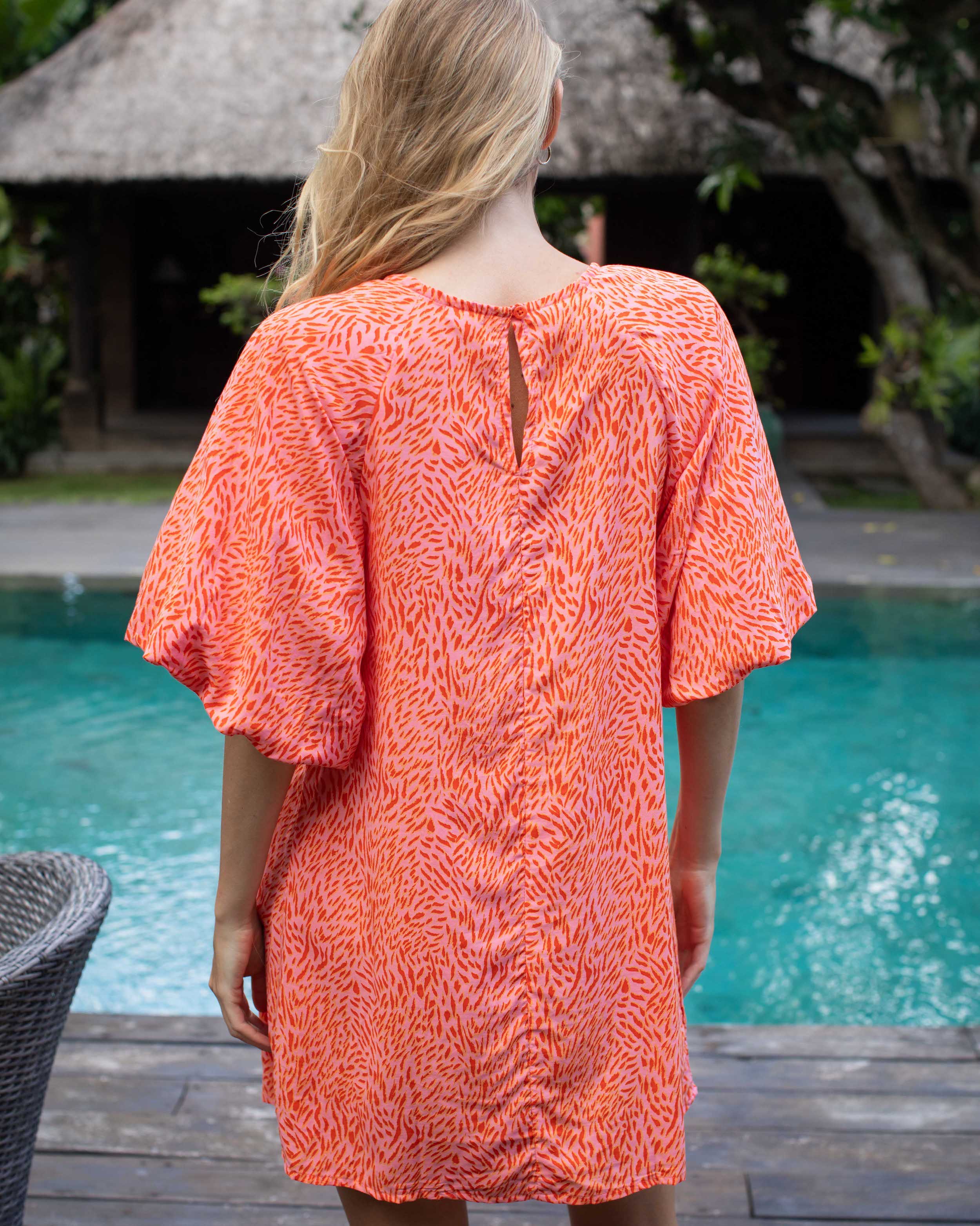 Savannah Dress - Red Small Tiger
