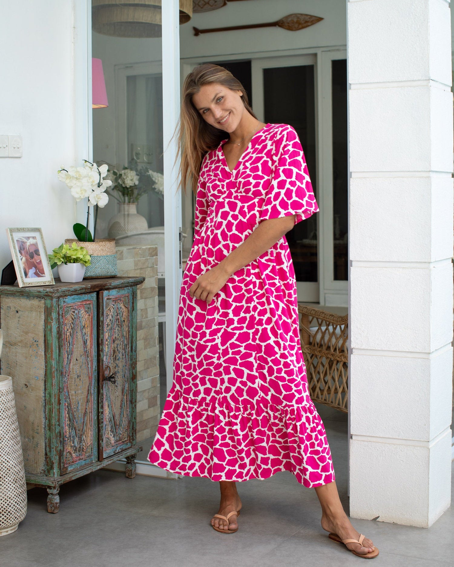 Willa Dress - Fuchsia Giraffe