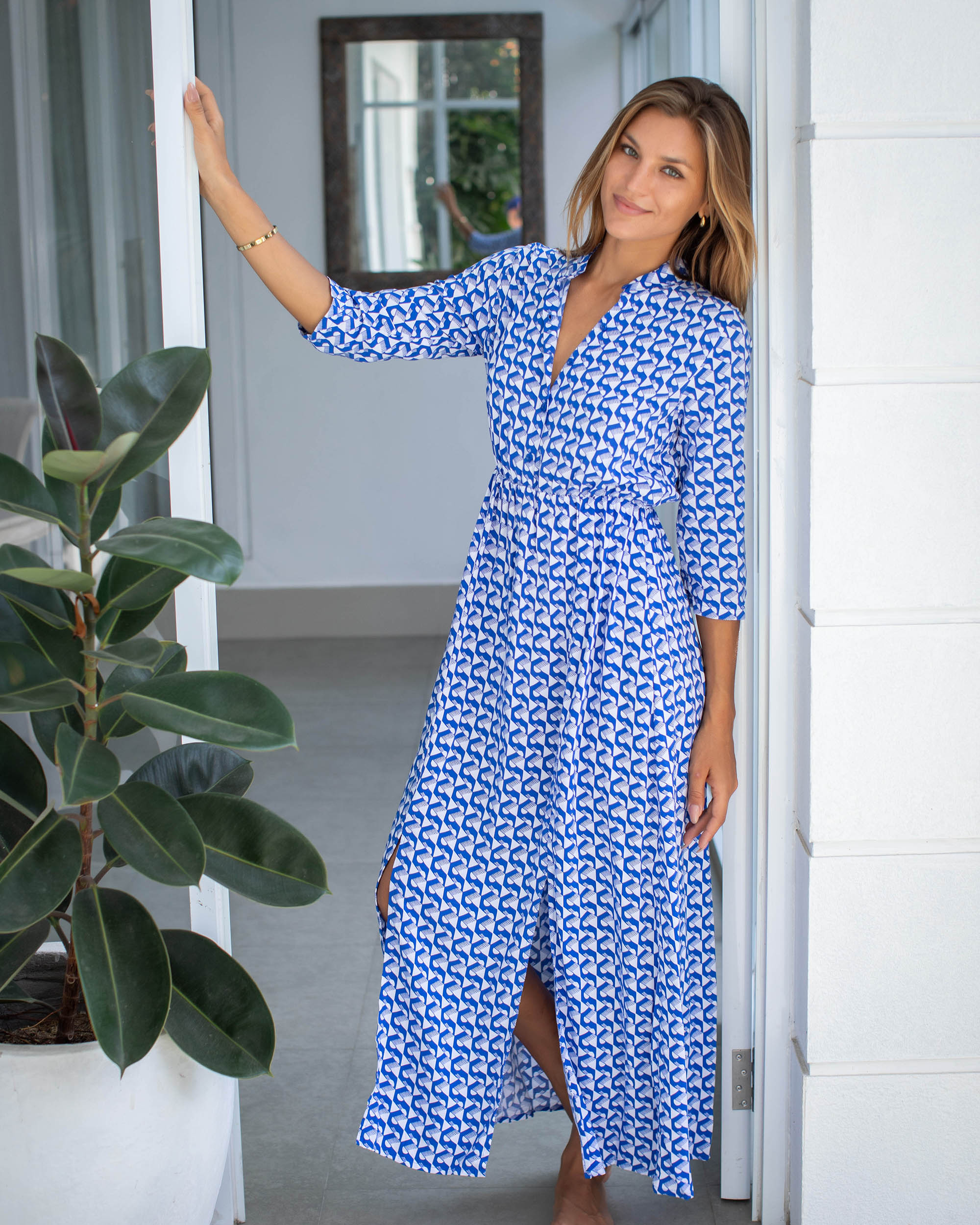 Harlow Dress - Cobalt Circle Geo