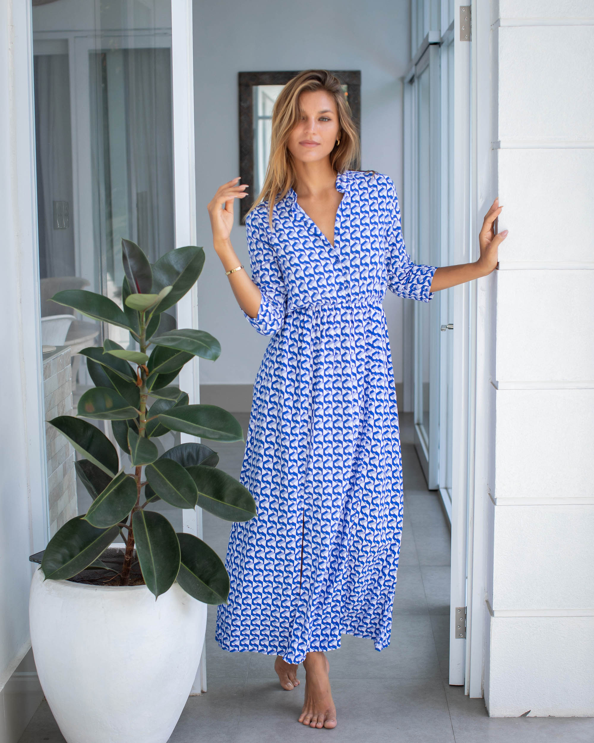 Harlow Dress - Cobalt Circle Geo