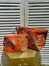 Orange Batik Cosmetic Pouch