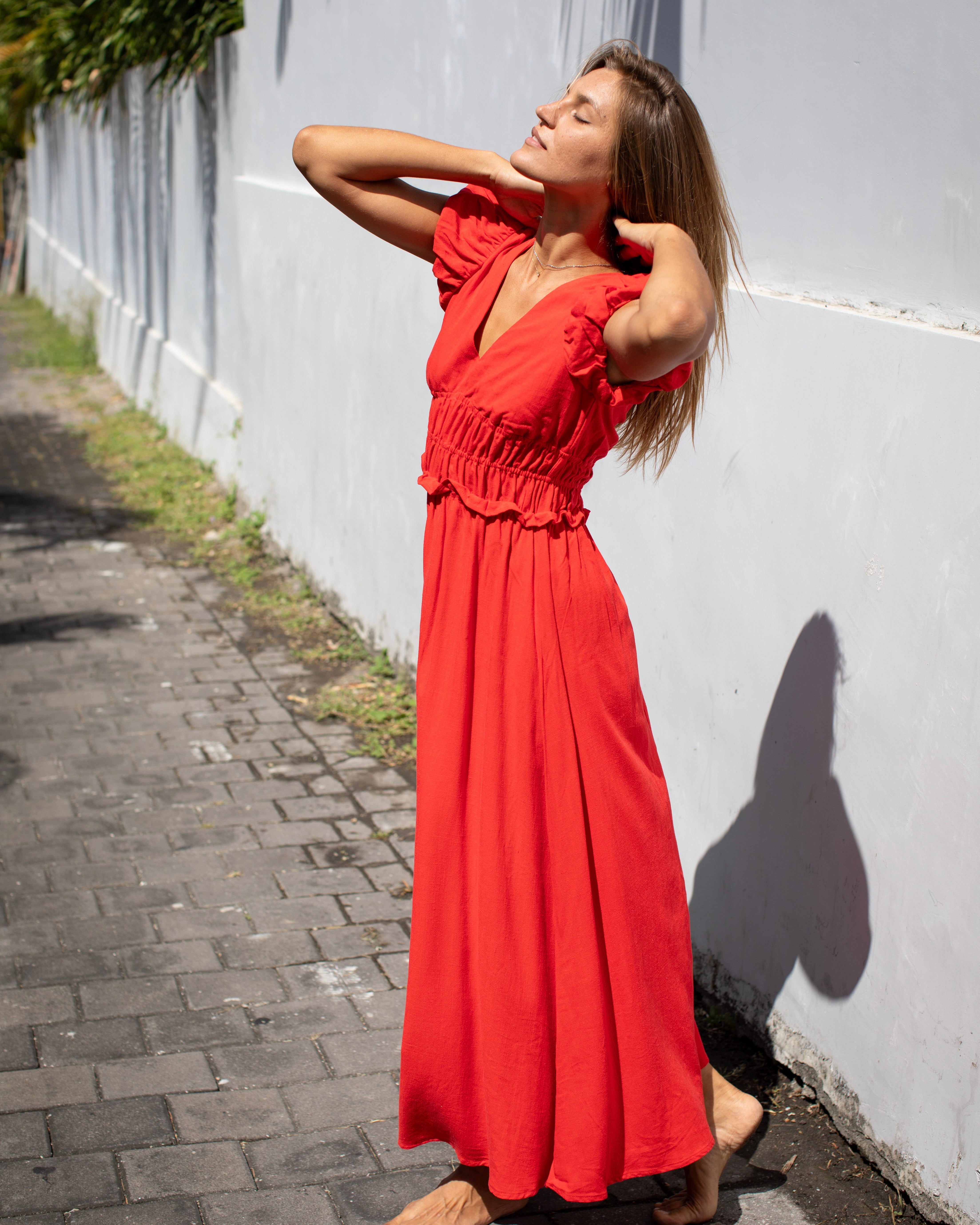 Luz Dress - Mandarin Red