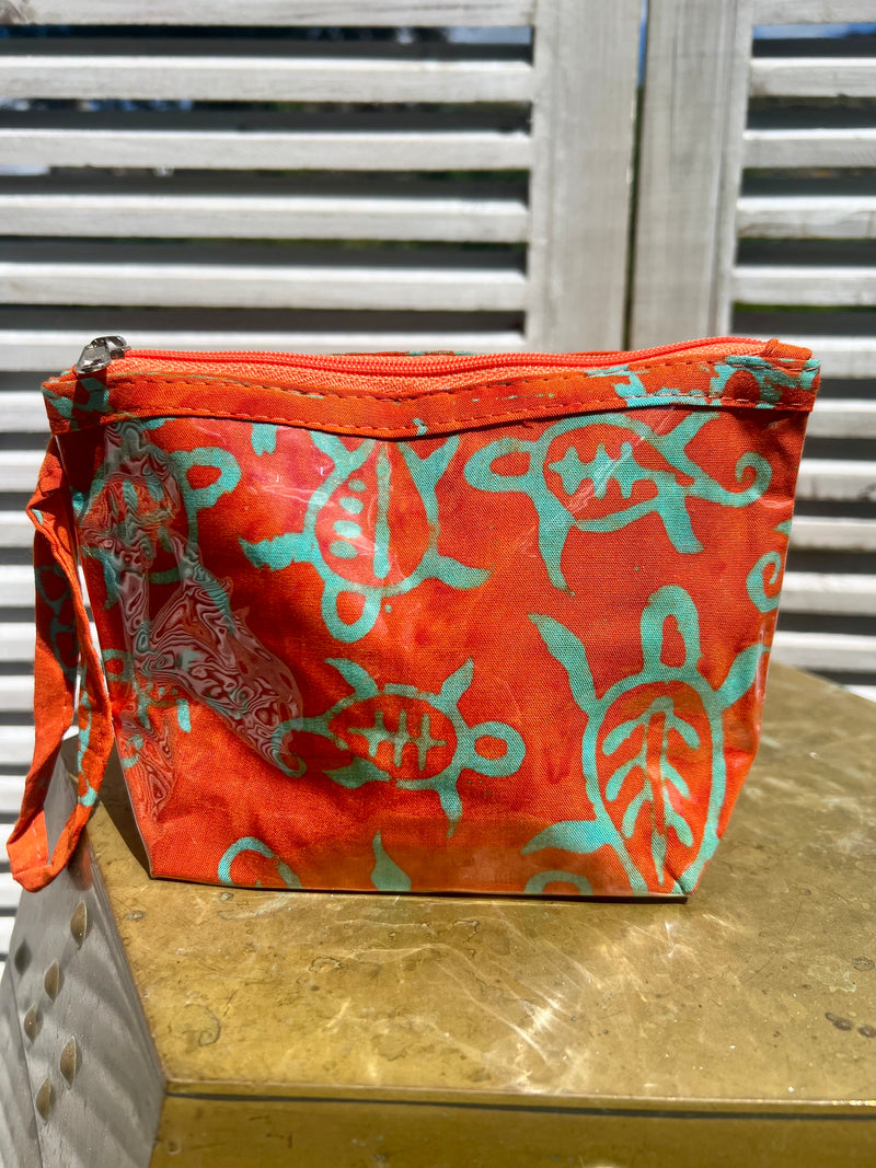 Orange Batik Cosmetic Pouch