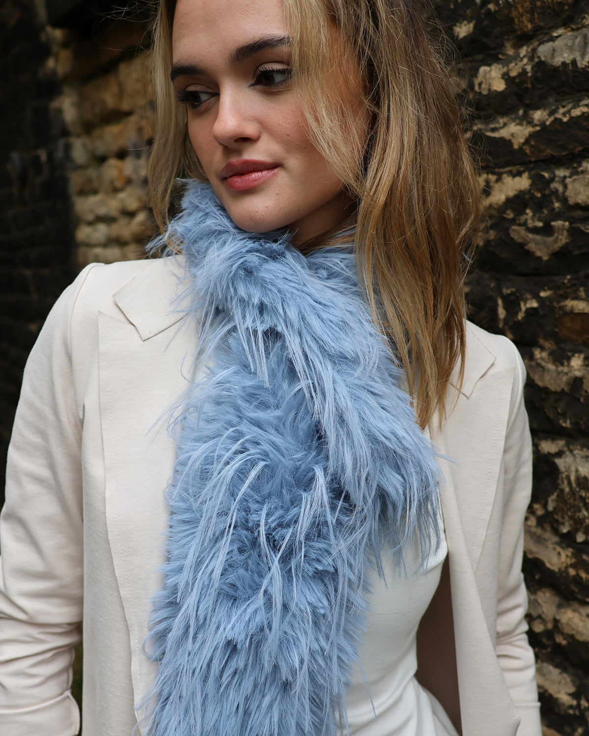 Blue Faux Fur Scarf
