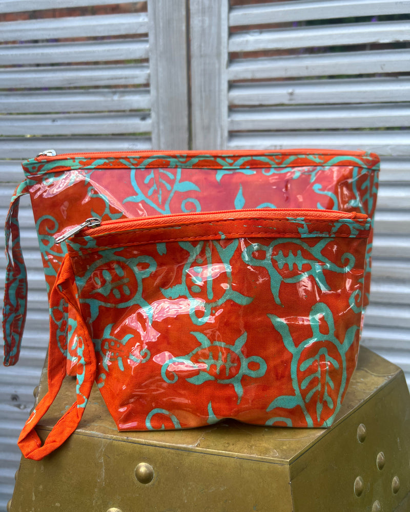 Orange Batik Cosmetic Pouch