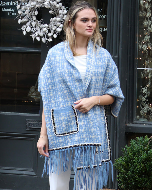 Carina Poncho with sleeves - Blue