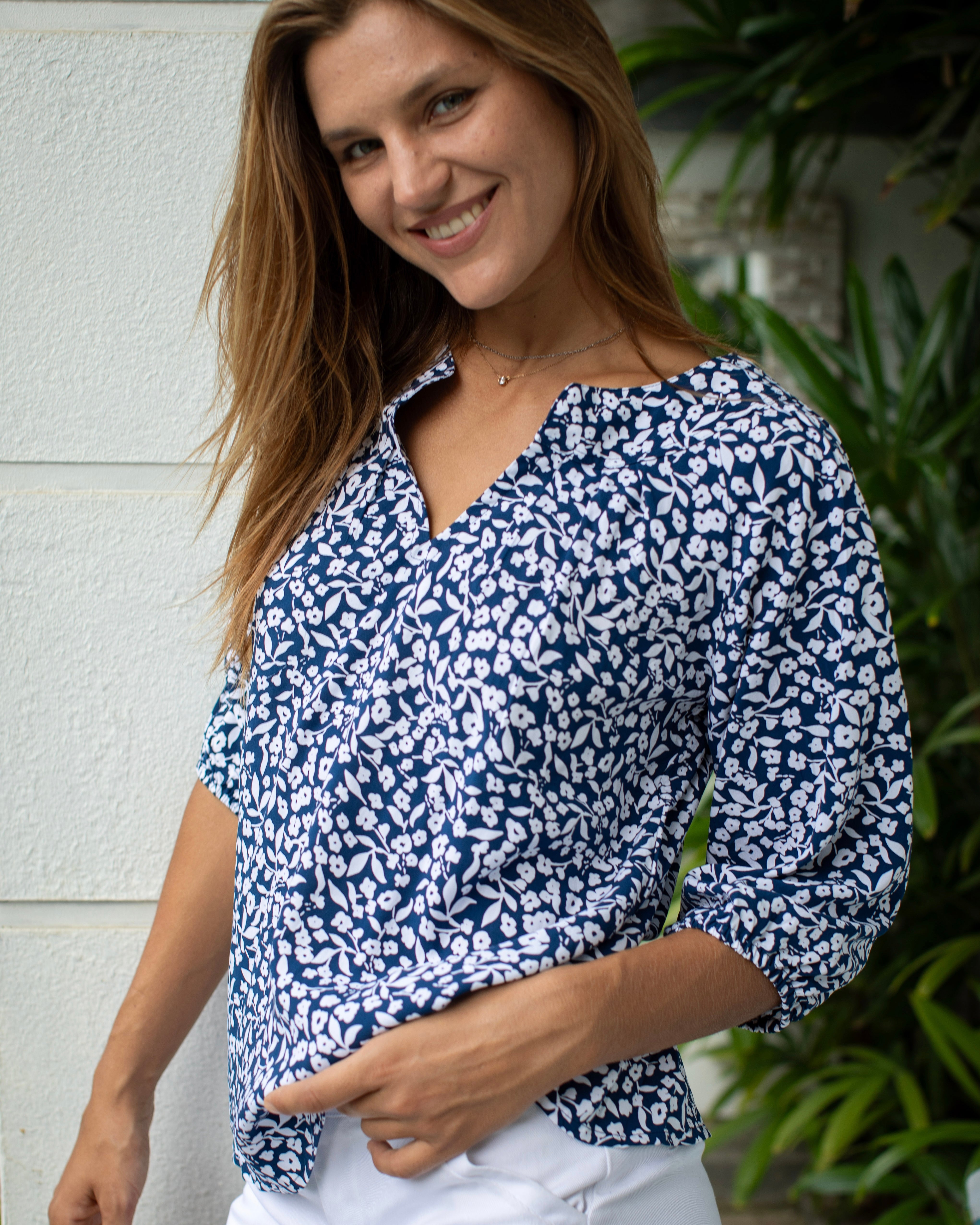 Pippa - Navy Rose Cotton