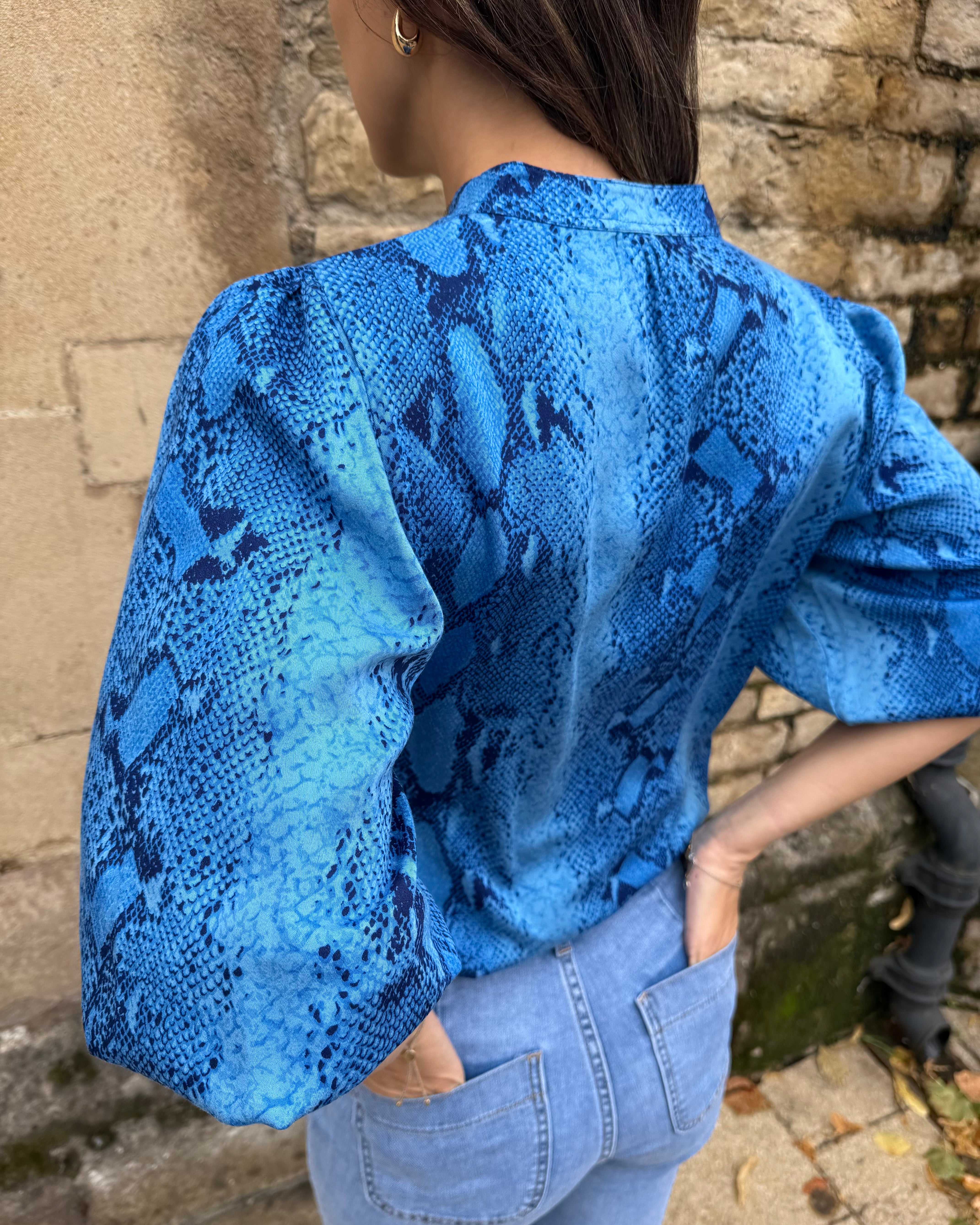 Molly Top - Insignia Blue Snakeskin