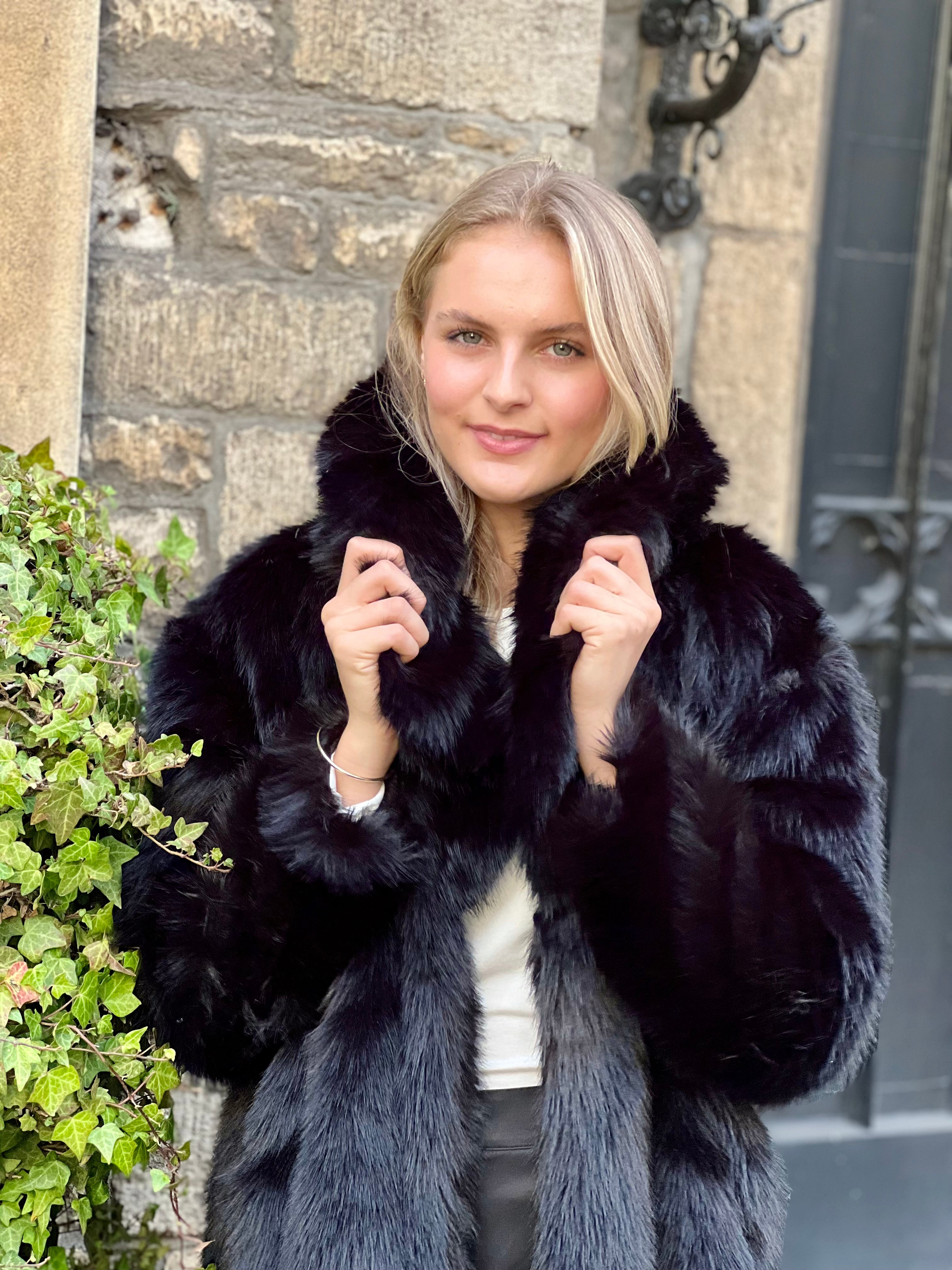 Alessandra Faux Fur Coat - Black