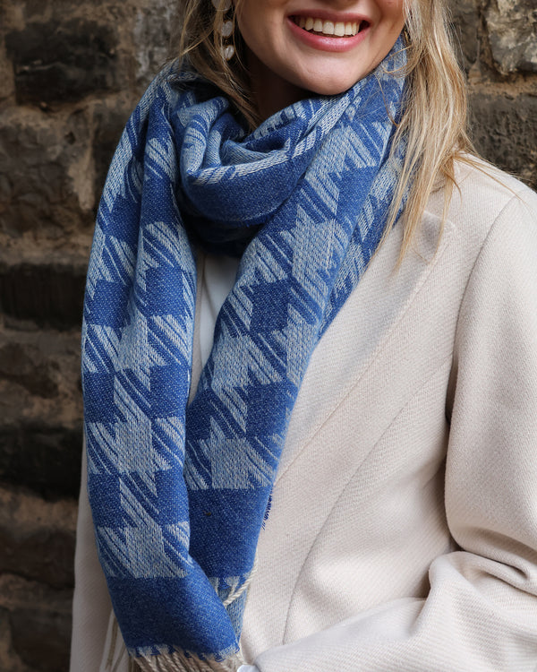Scarf - Royal Blue Dogtooth