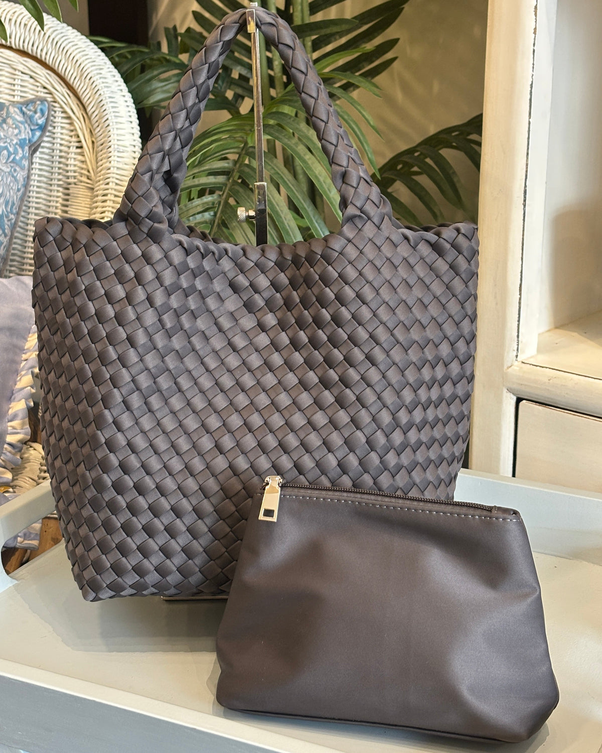 Riviera Woven Tote - Grey