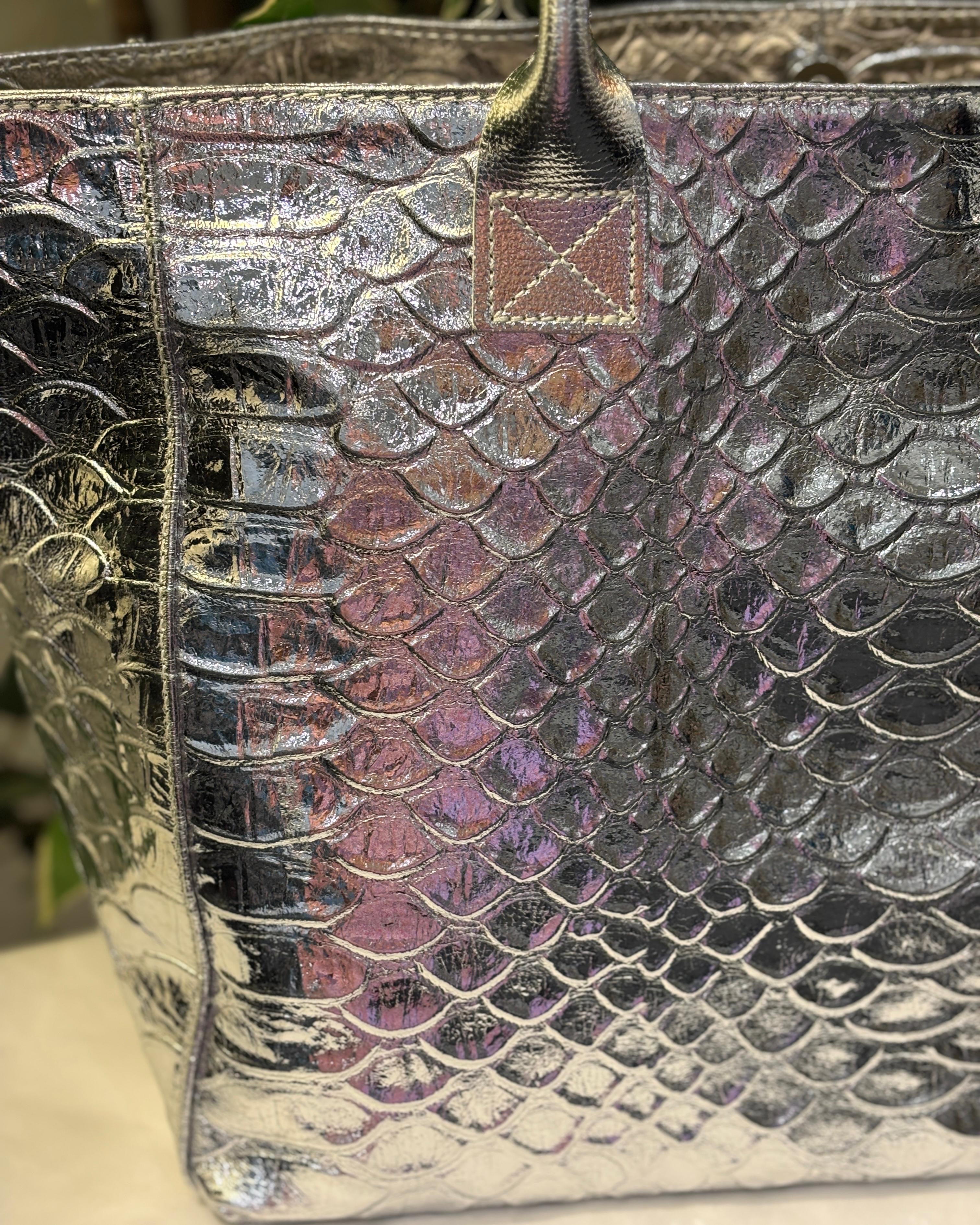 Bolsena Leather Tote - Silver