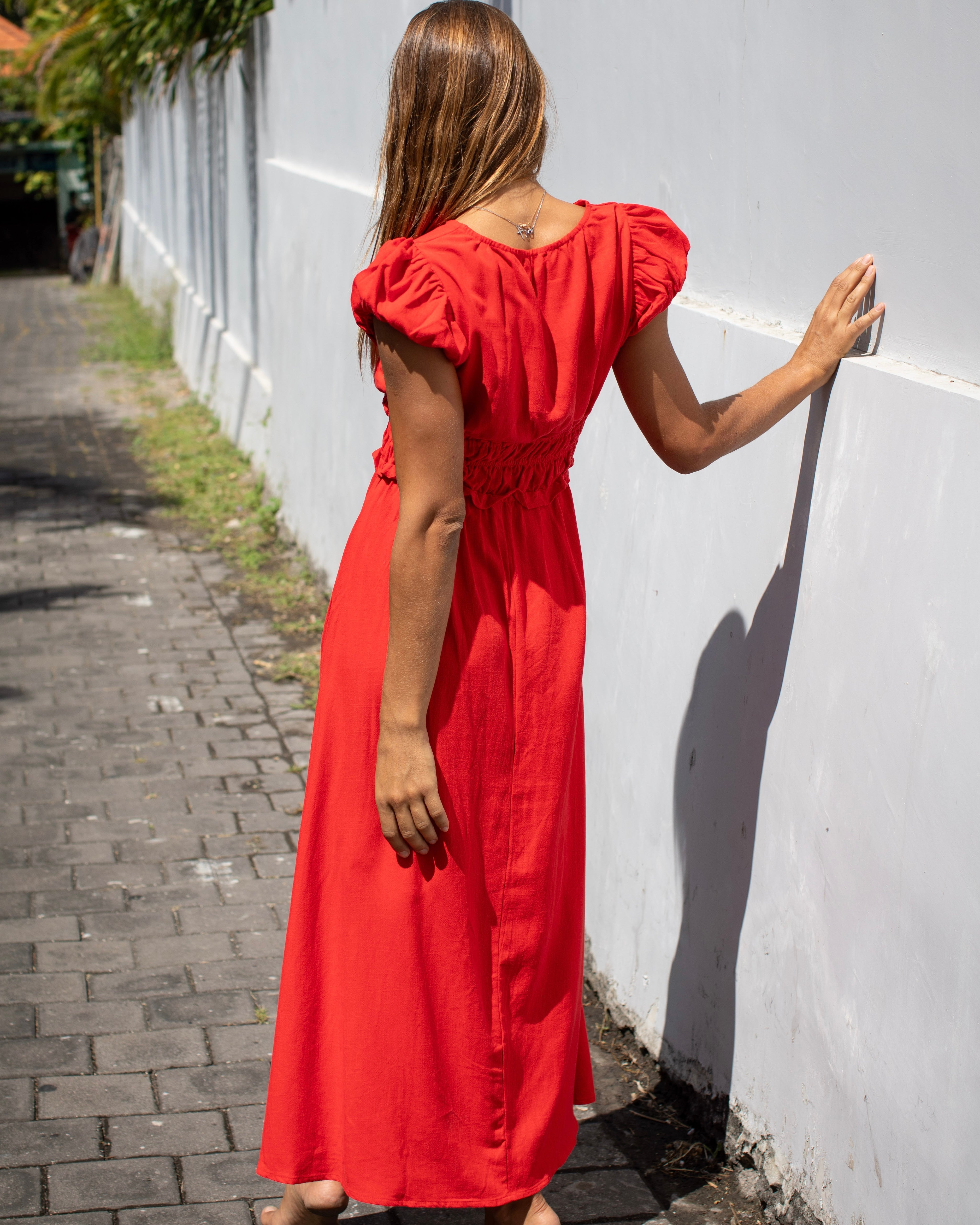 Luz Dress - Mandarin Red