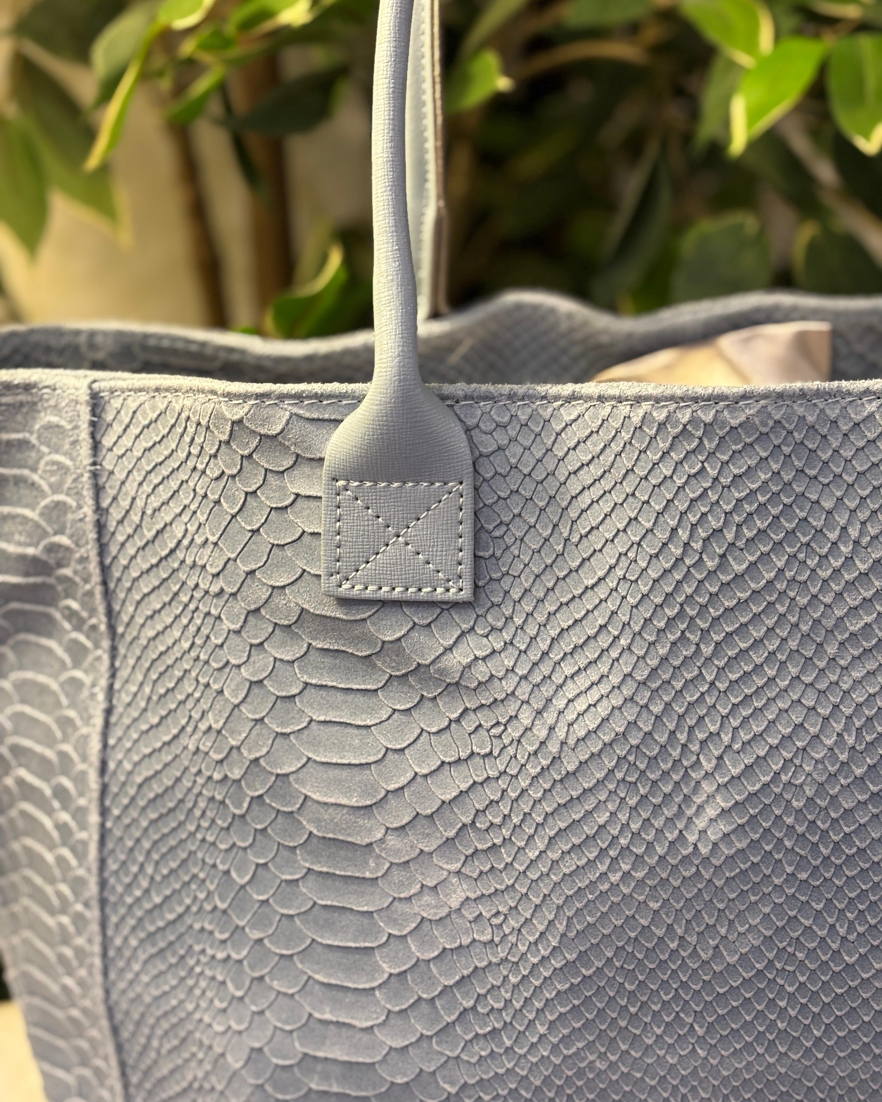 Bolsena Leather Tote - Baby Blue