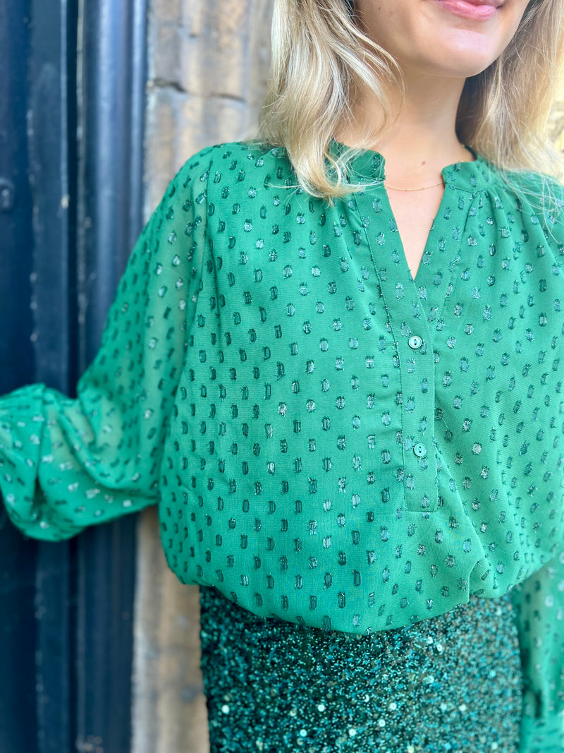 Sapone Textured Blouse - Green