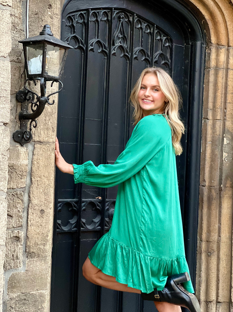 Carmel Dress - Bamboo Satin Fern Green