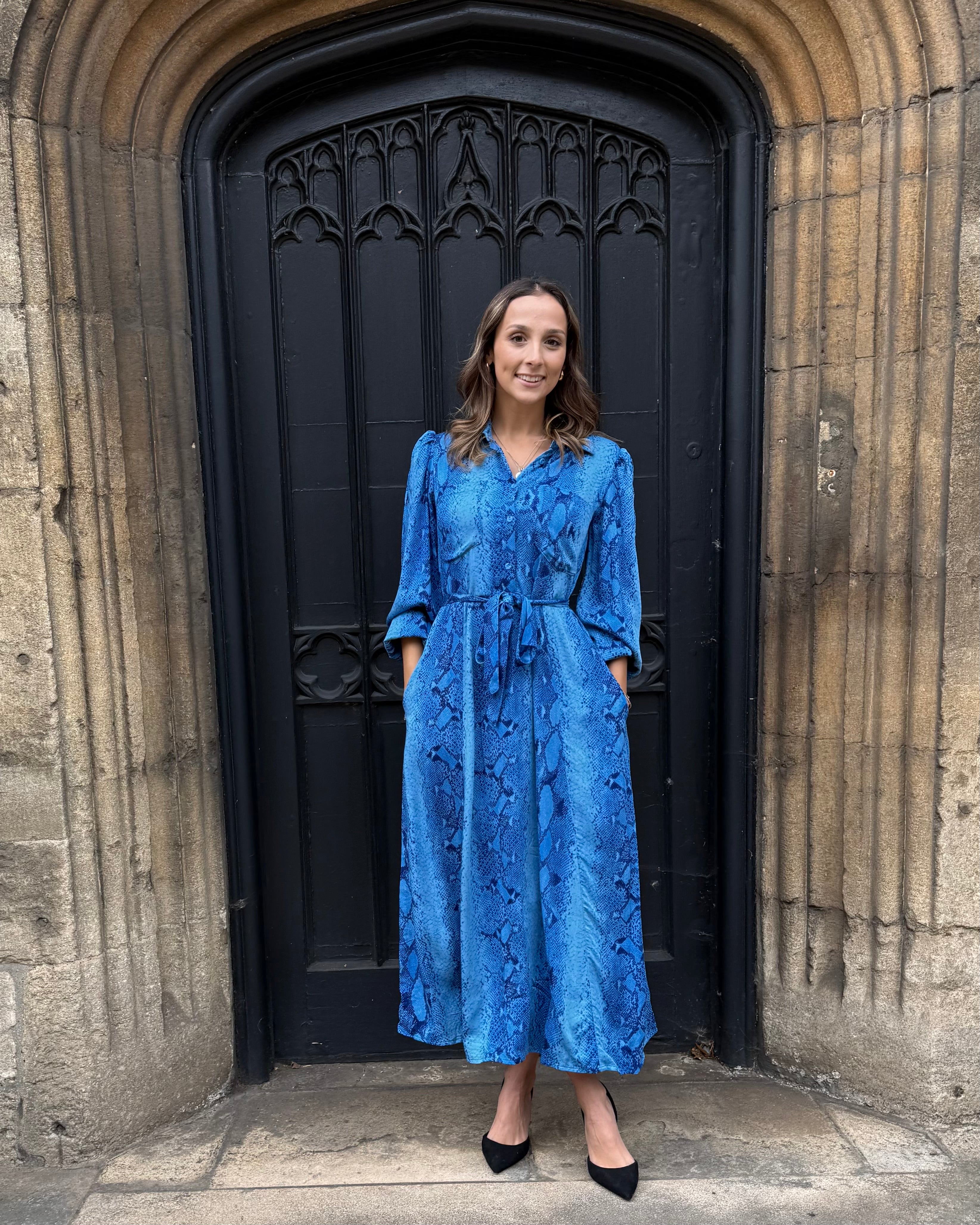 Simone Dress - Insignia Blue Snakeskin