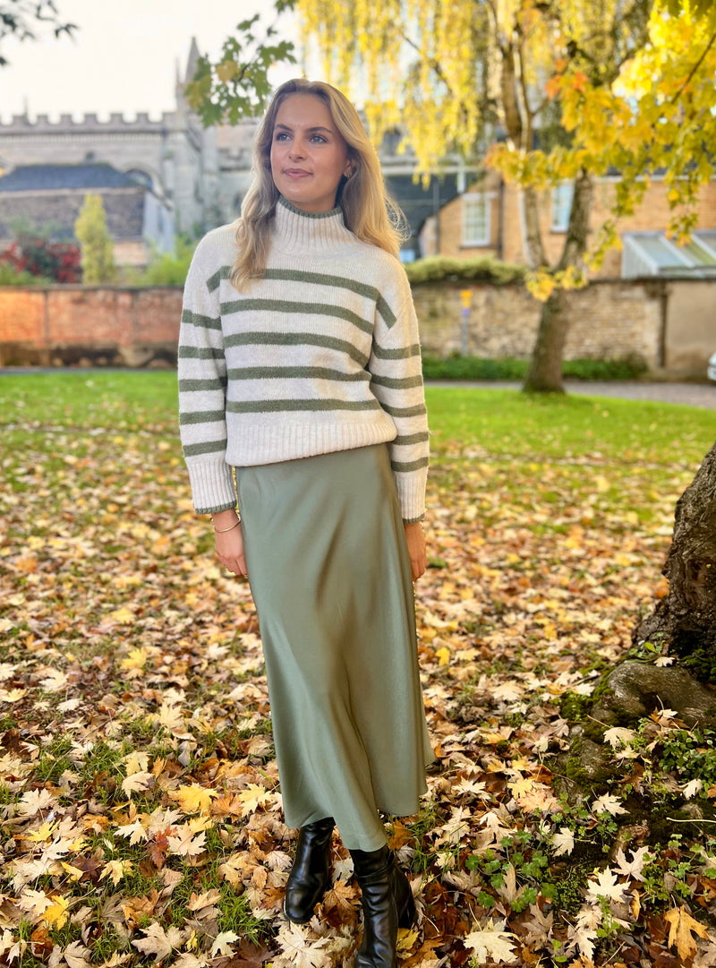 Janiale Satin Skirt - Khaki