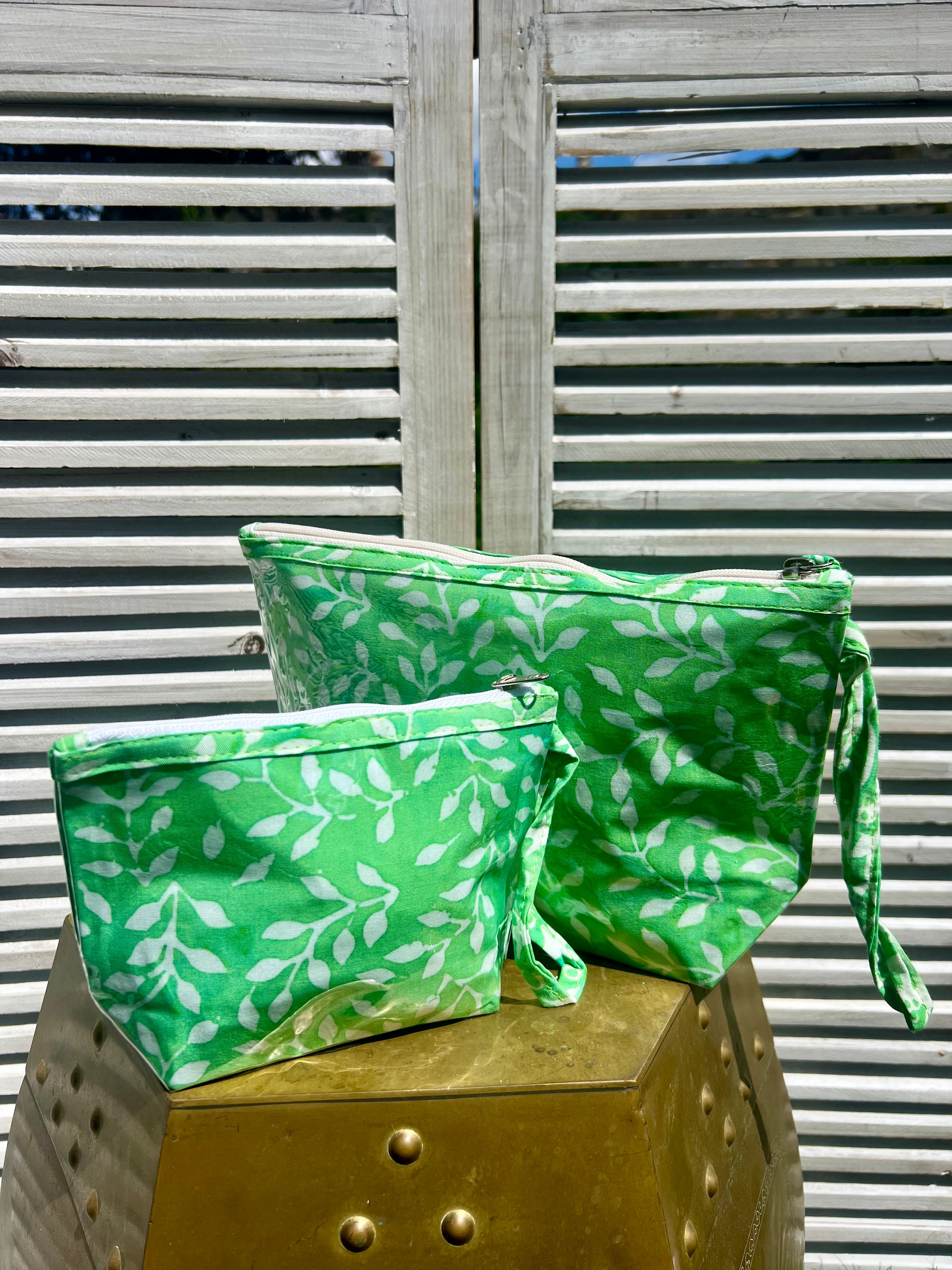 Green Batik Cosmetic Pouch