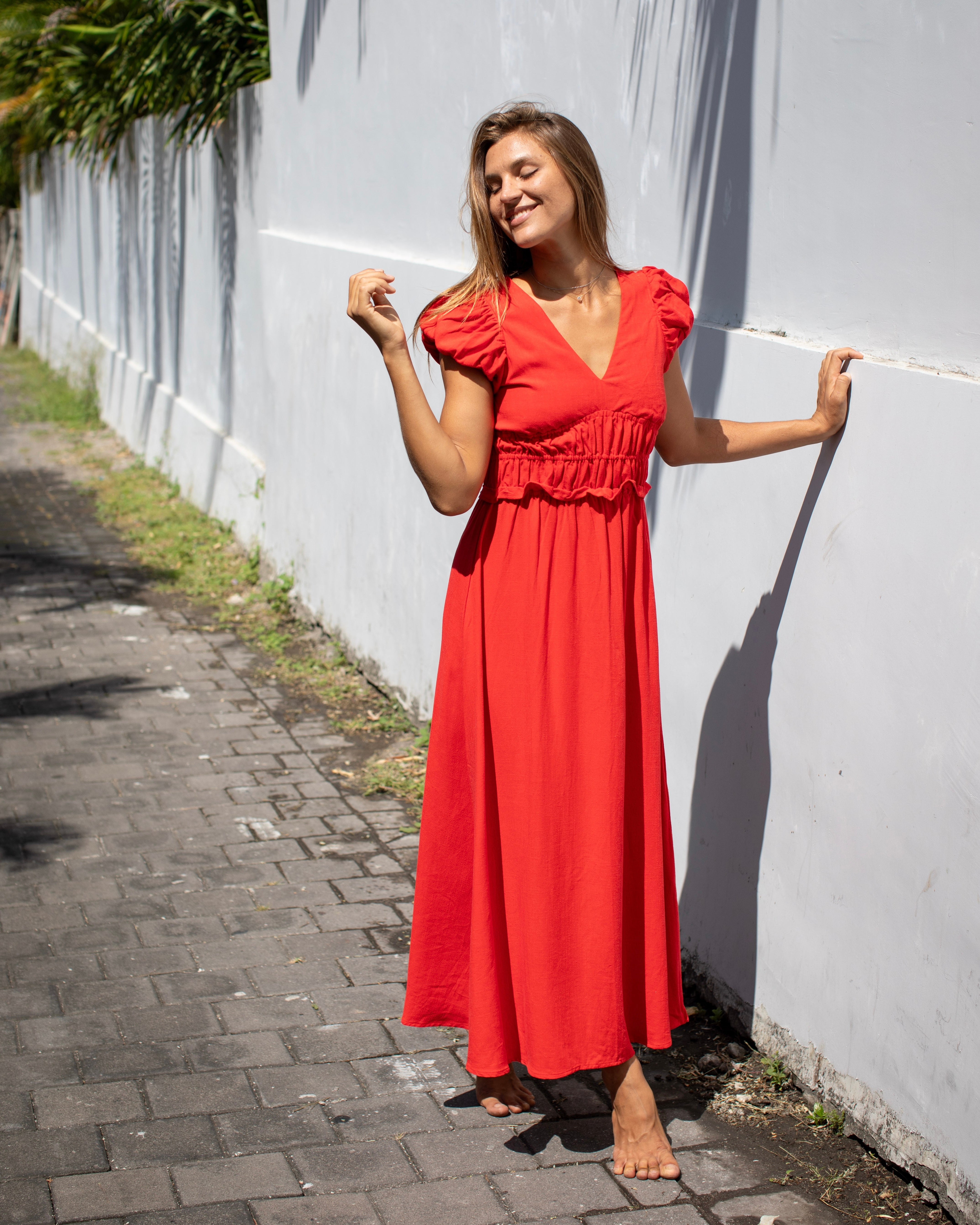 Luz Dress - Mandarin Red