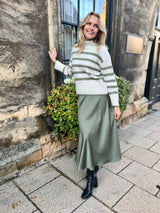 Janiale Satin Skirt - Khaki