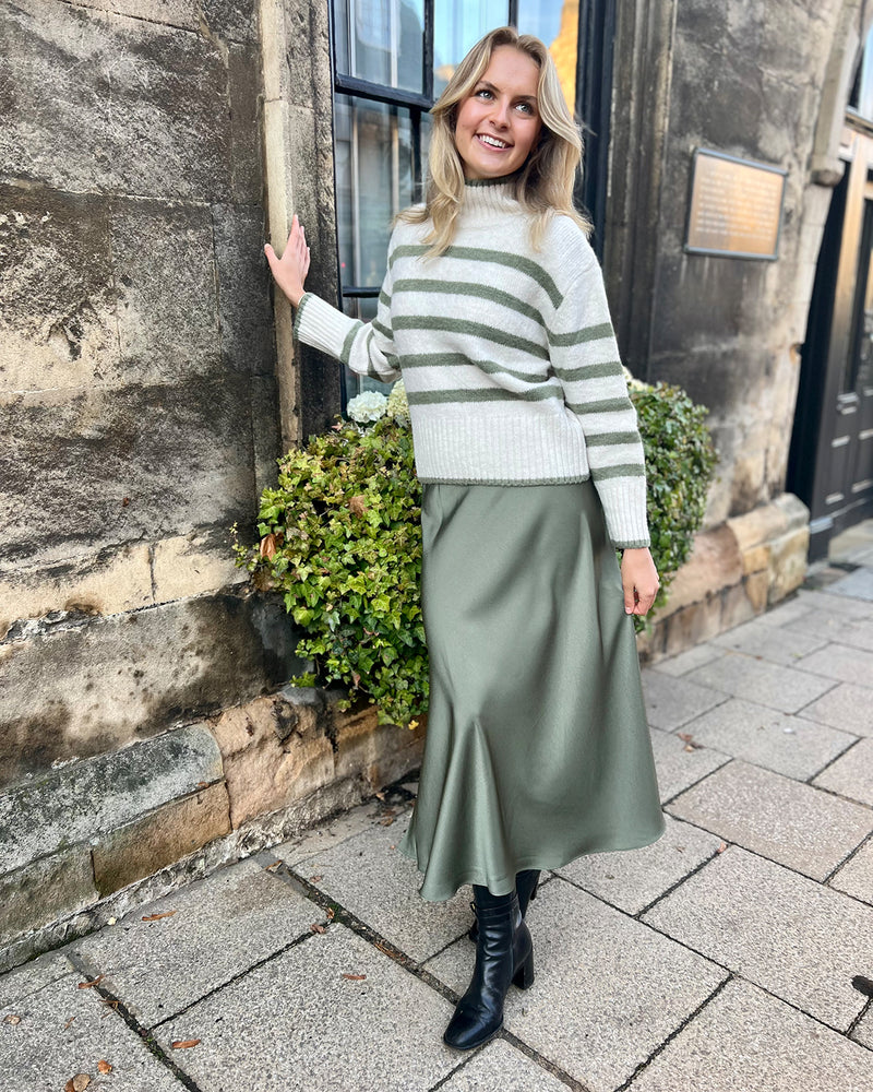 Janiale Satin Skirt - Khaki