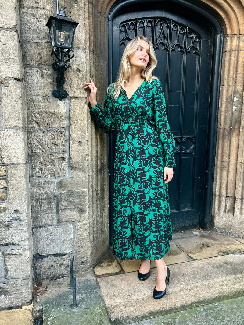 Oulia Printed Dress - Green