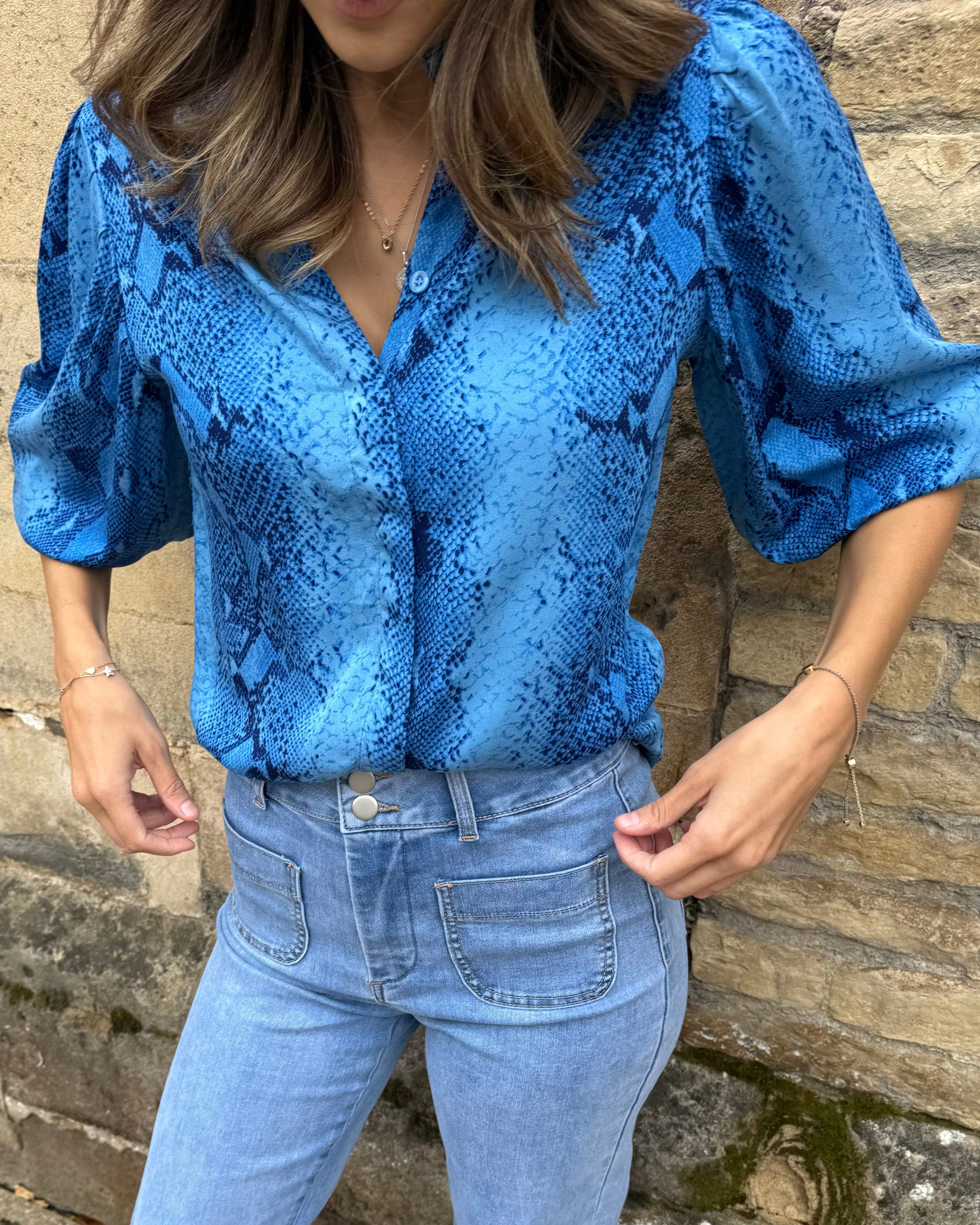 Molly Top - Insignia Blue Snakeskin