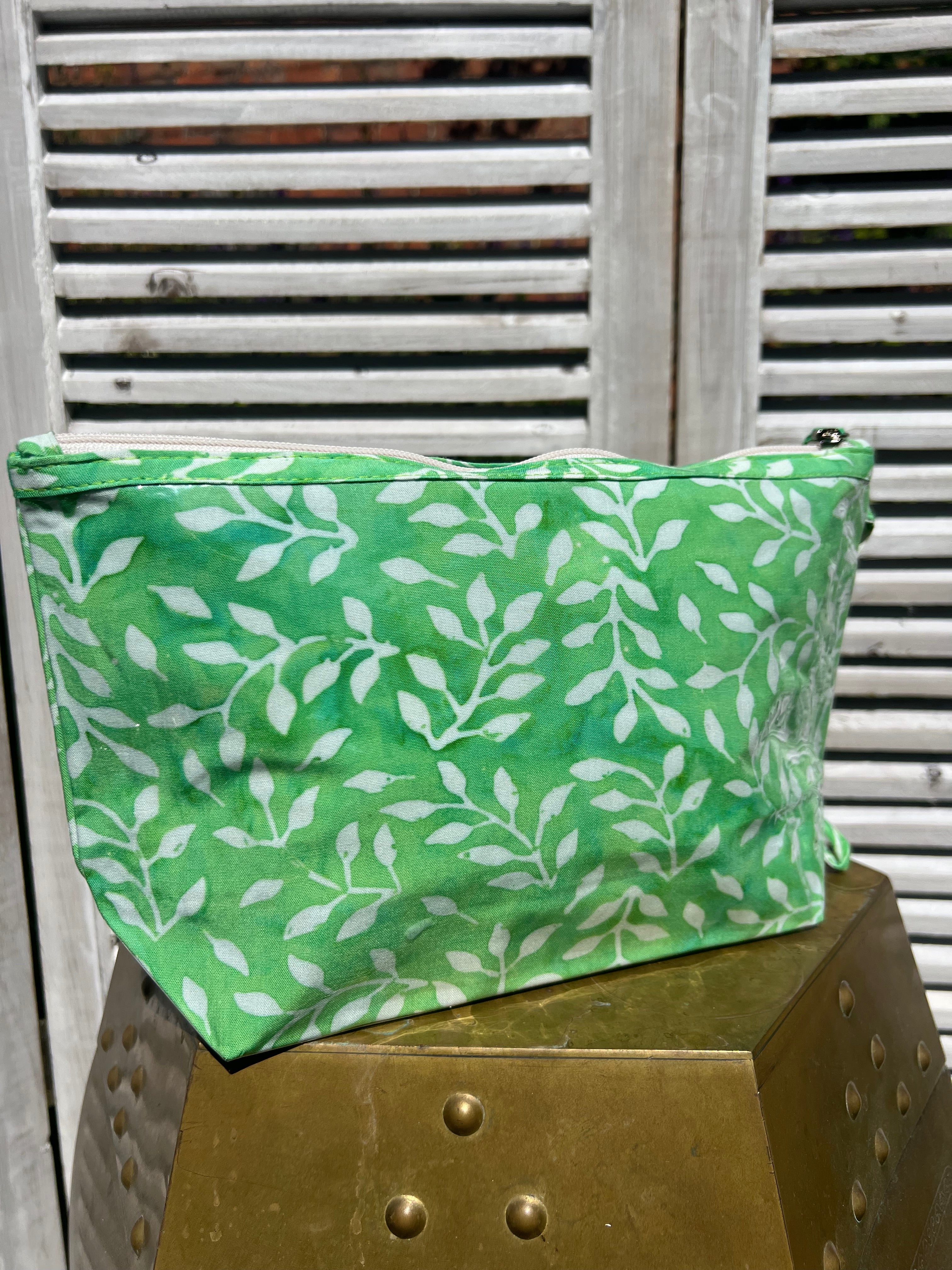 Green Batik Cosmetic Pouch