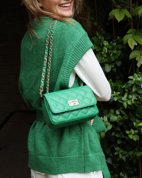 Bergamo Green Quilted Shoulder Bag
