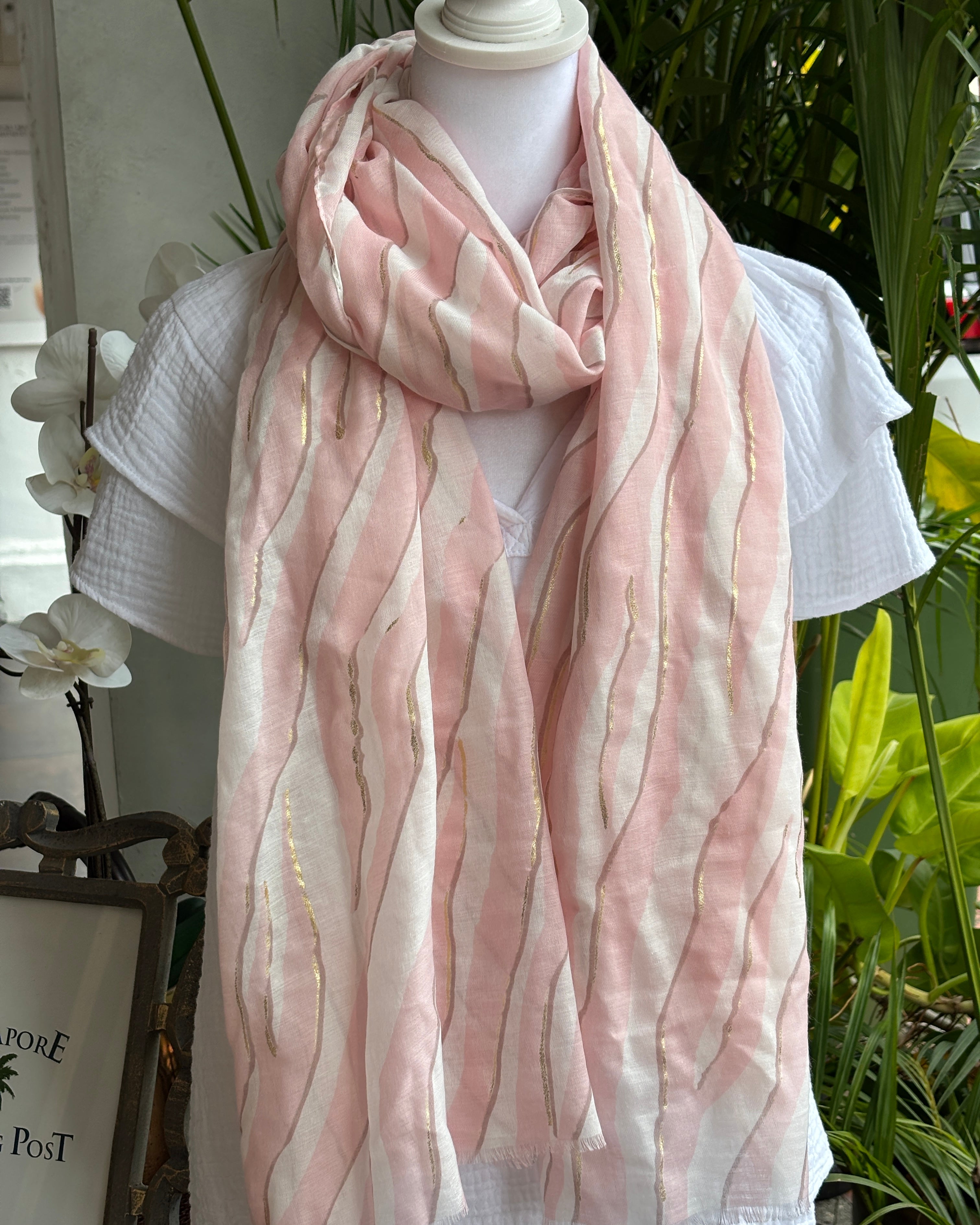 Pink and gold zebra scarf