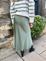 Janiale Satin Skirt - Khaki
