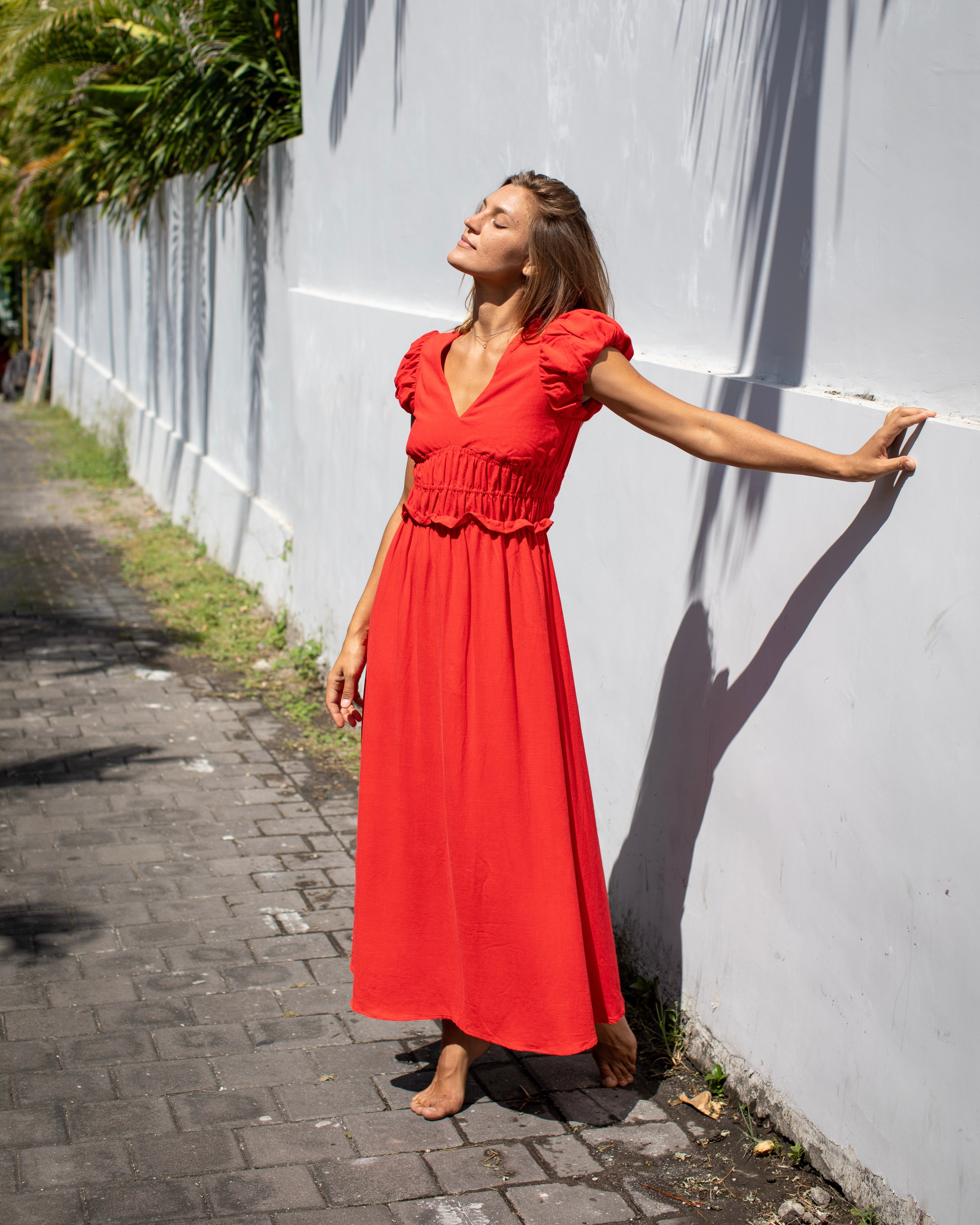 Luz Dress - Mandarin Red