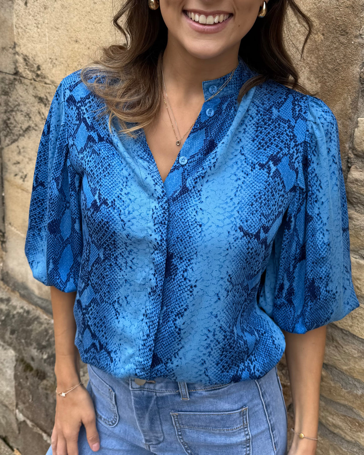 Molly Top - Insignia Blue Snakeskin