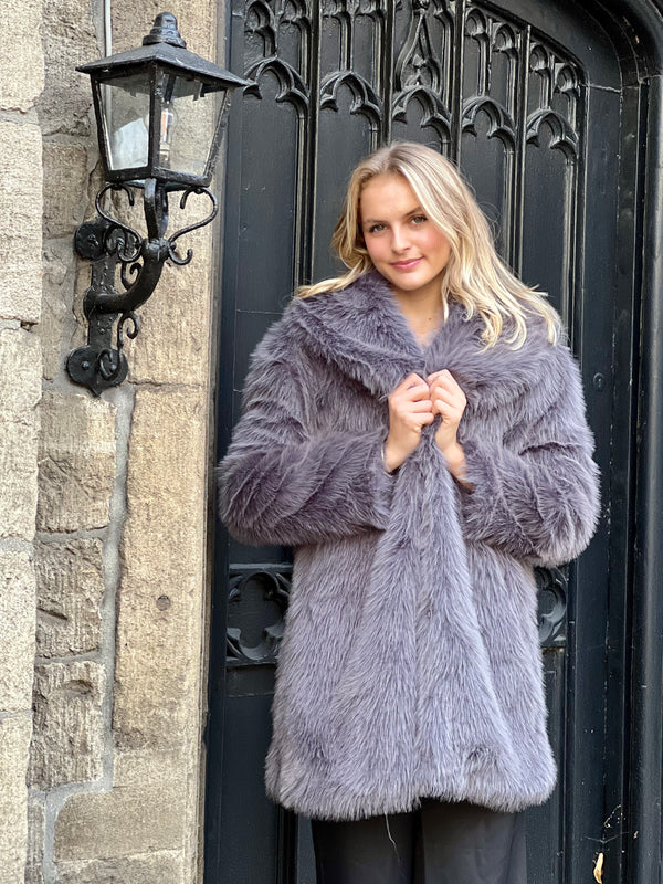 Alessandra Faux Fur Coat Grey
