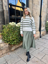 Janiale Satin Skirt - Khaki