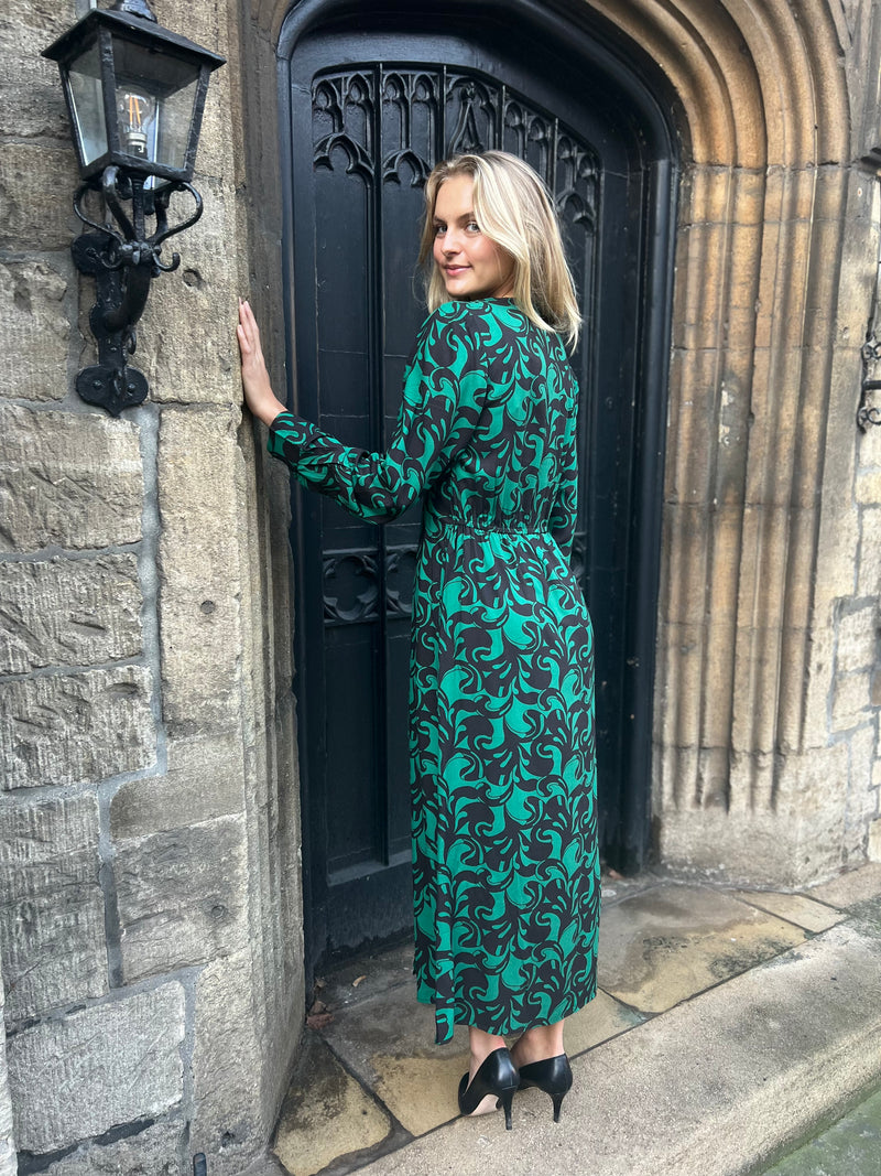 Oulia Printed Dress - Green