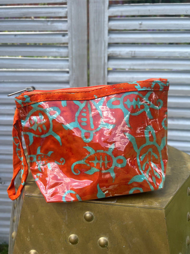 Orange Batik Cosmetic Pouch