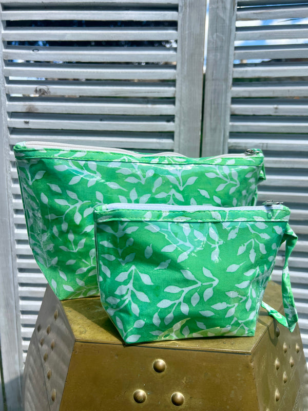 Green Batik Cosmetic Pouch