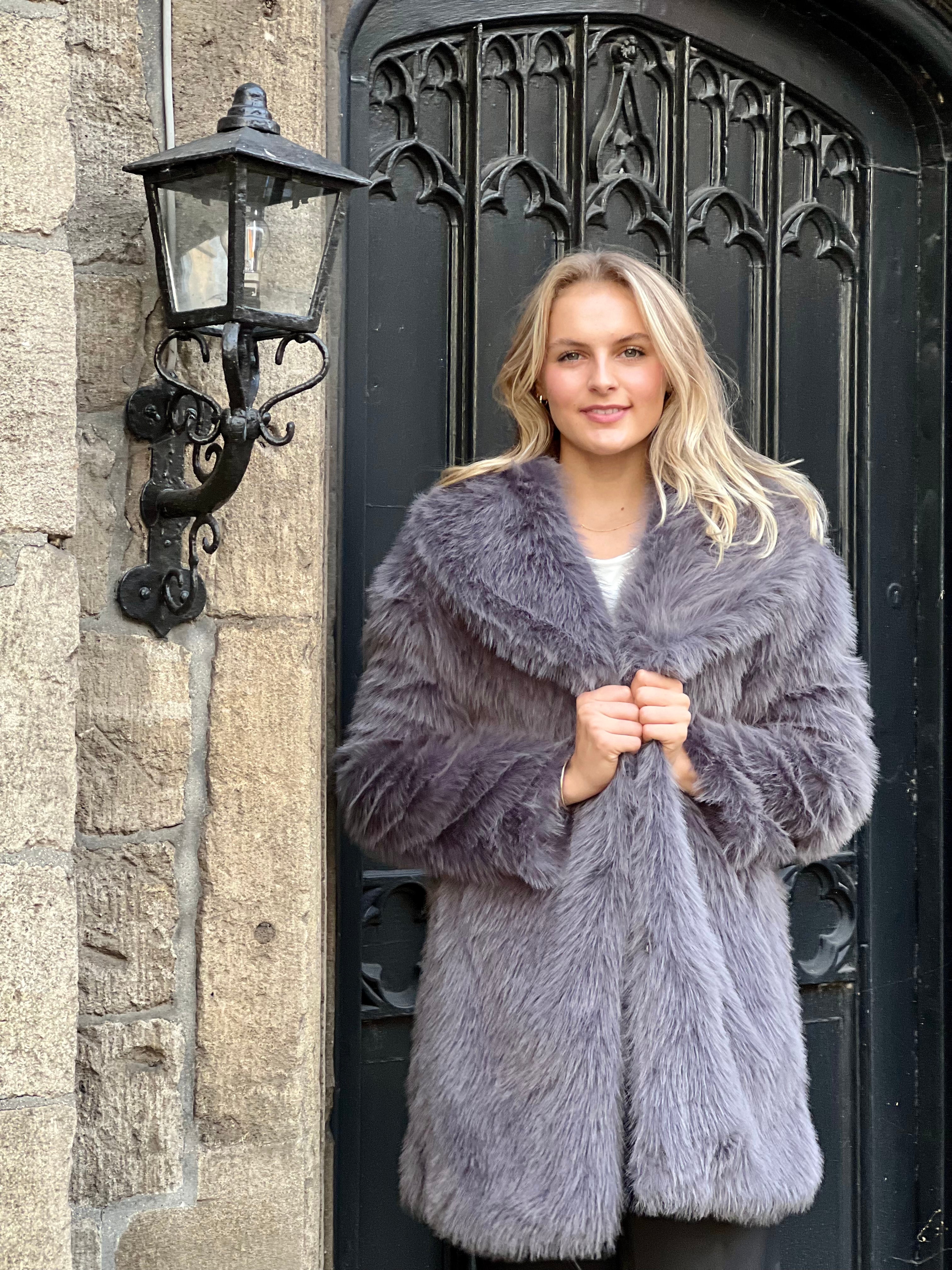 Alessandra Faux Fur Coat Grey