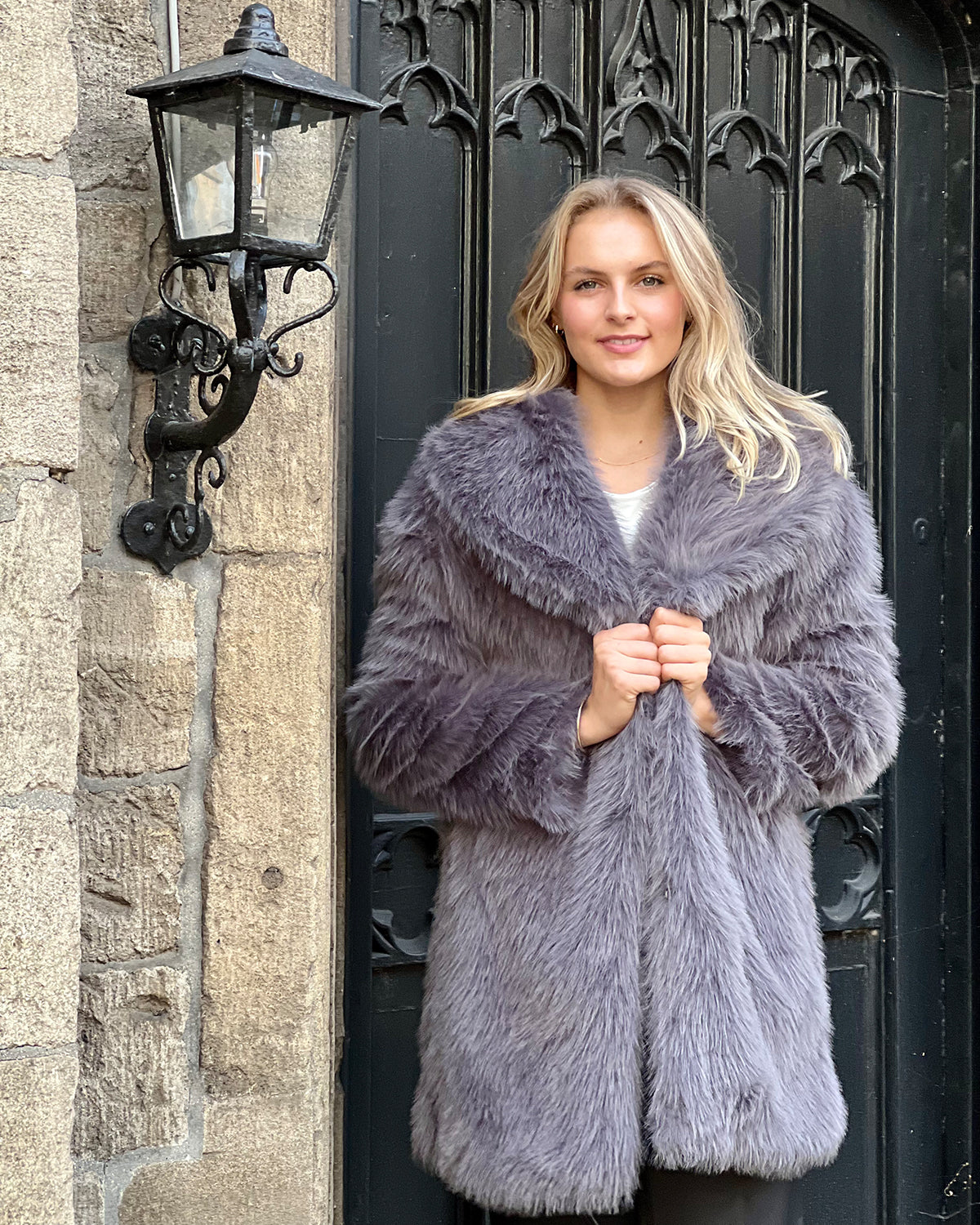 Alessandra Faux Fur Coat Grey