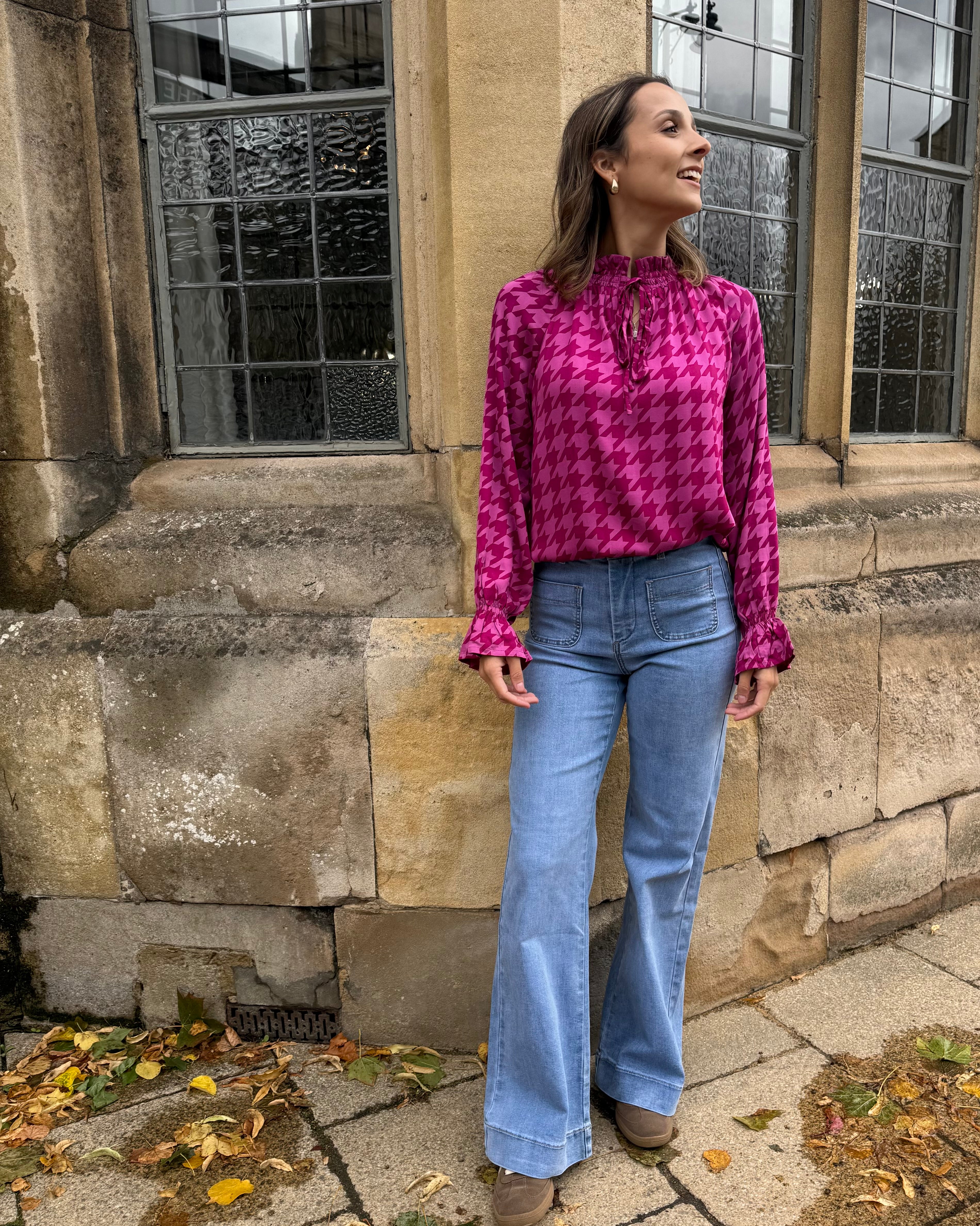 Uma Top - Magenta Houndstooth