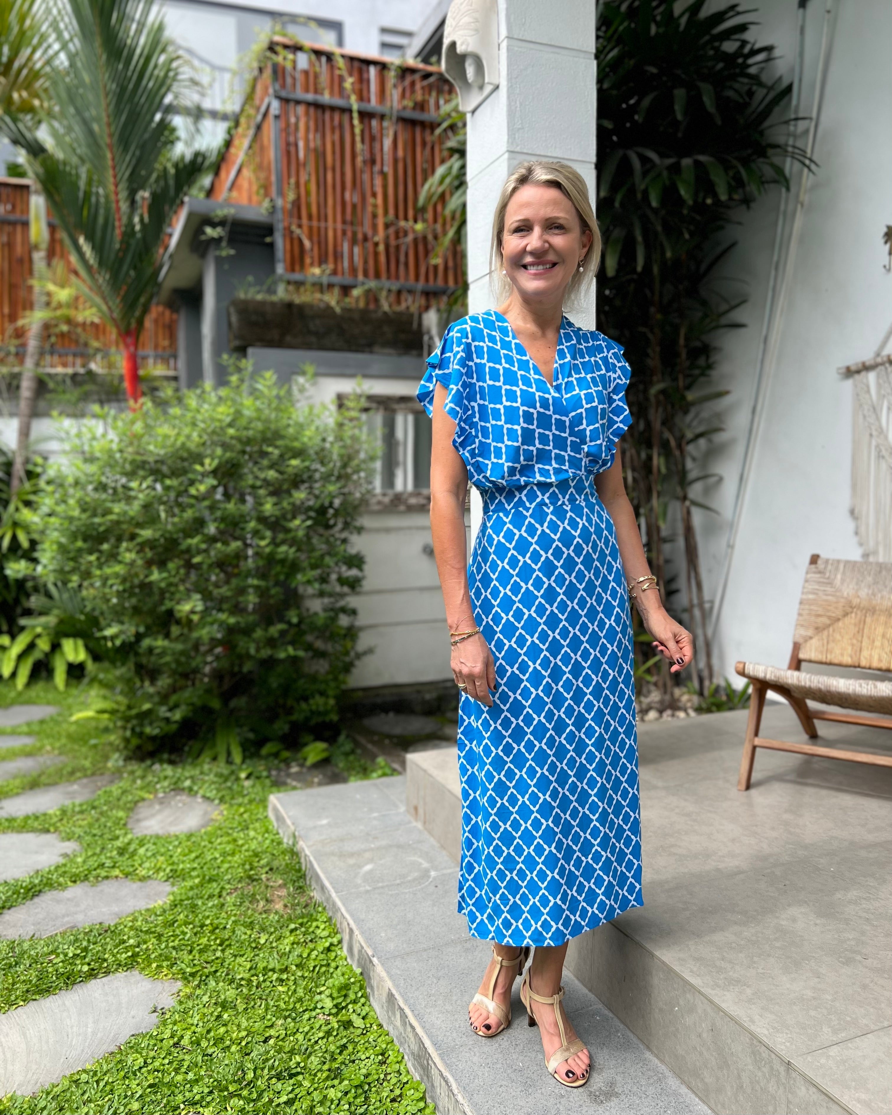 Julia Dress - Malibu Blue Marquis