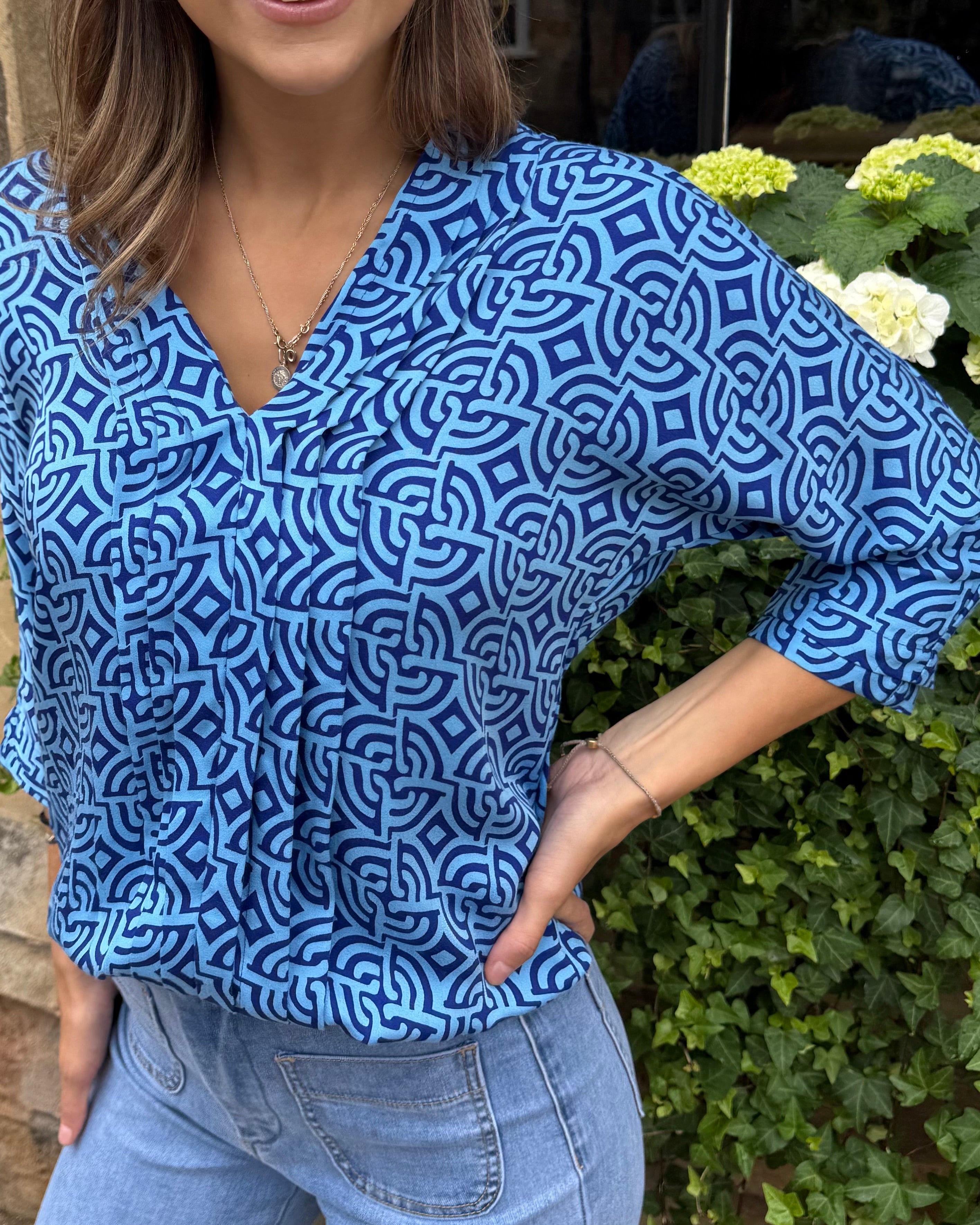 Kate Top - Insignia Blue Maze