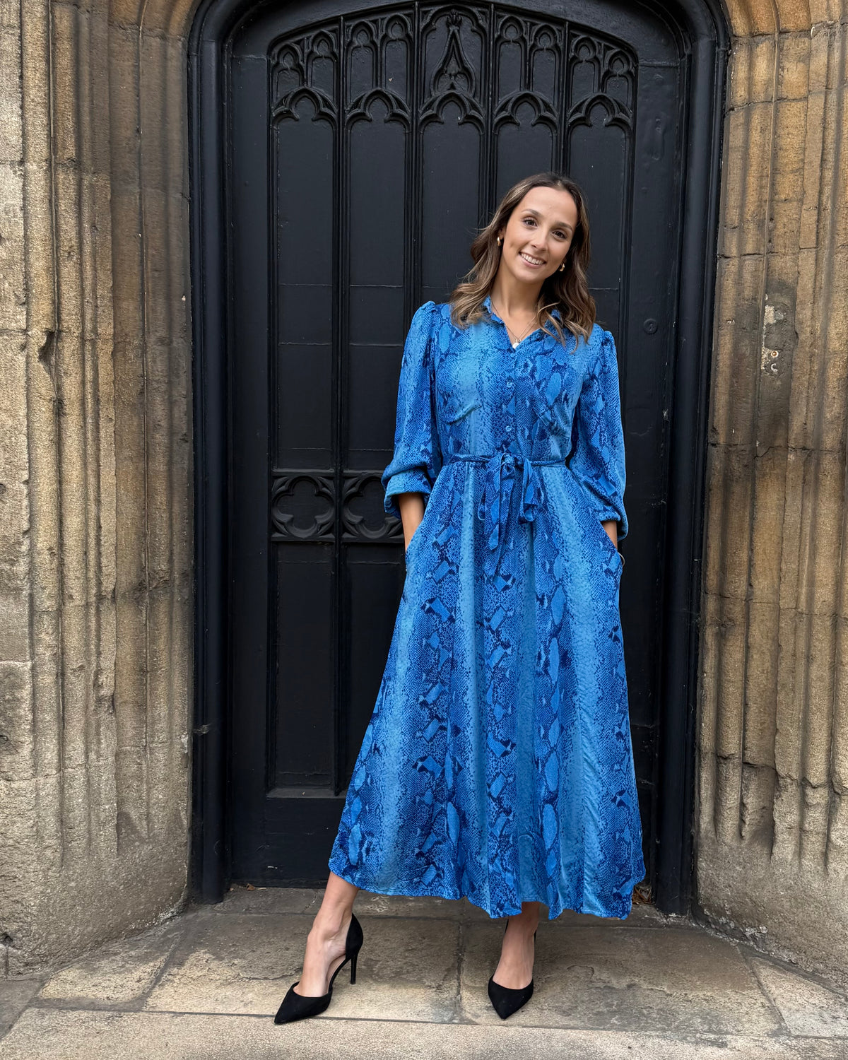 Simone Dress - Insignia Blue Snakeskin