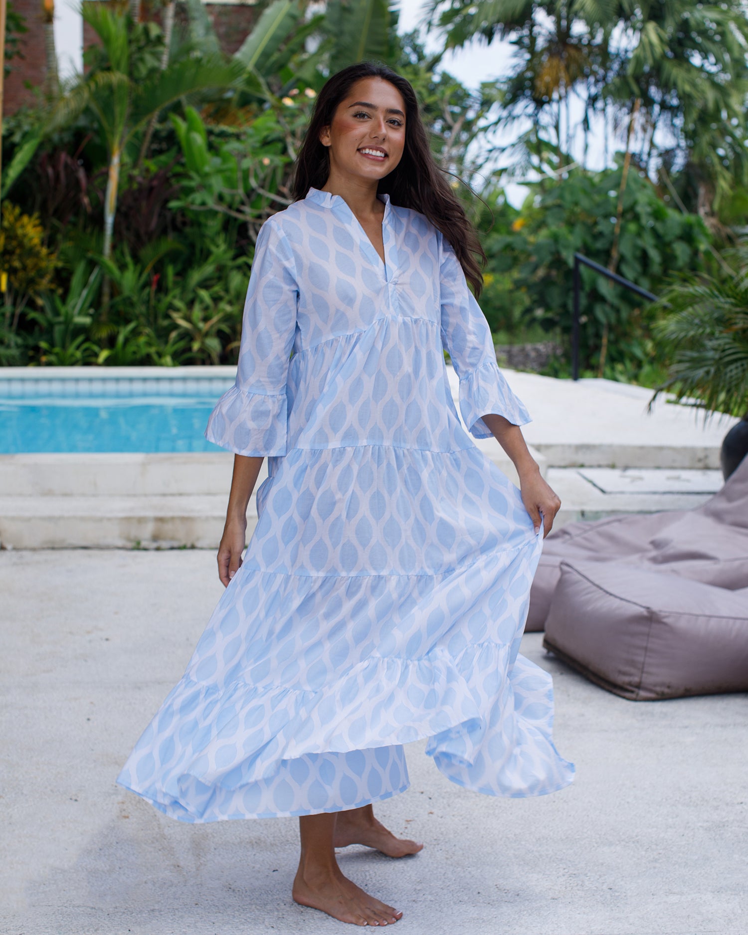 Annika - Alice Blue London Trellis Cotton