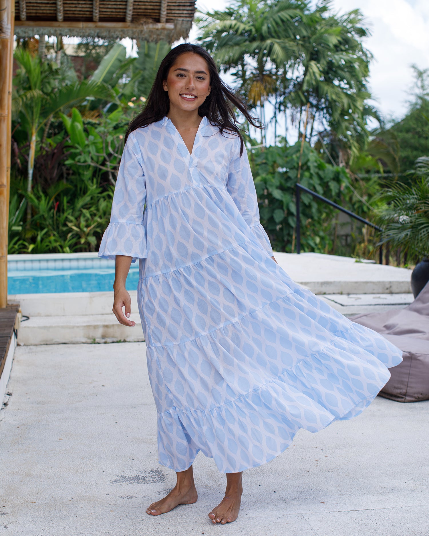 Annika - Alice Blue London Trellis Cotton